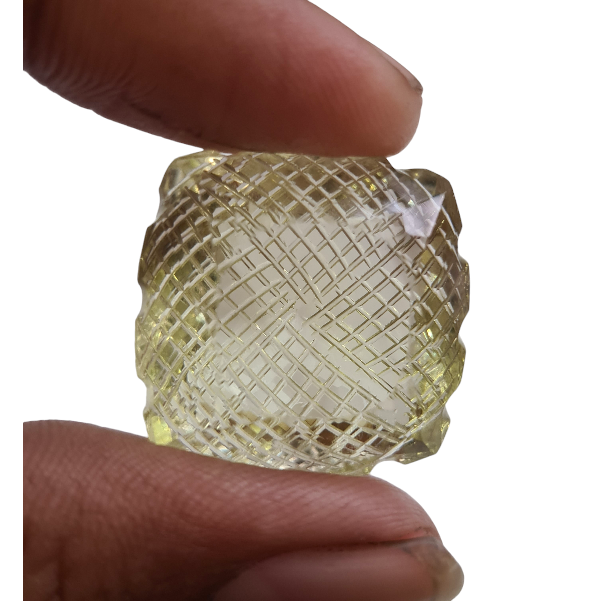 Natural 1 piece hand carved Yellow Quartz  : Cushion Shape | Size:26mm - The LabradoriteKing