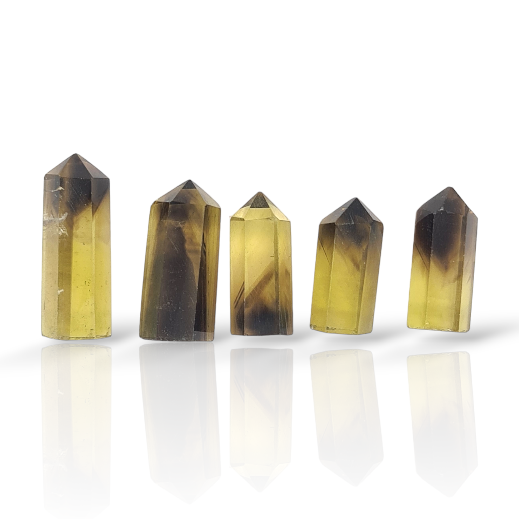 Natural 5 piece Faceted Lemon Quartz Bi-Color Tower Shape | Size:14-16mm - The LabradoriteKing