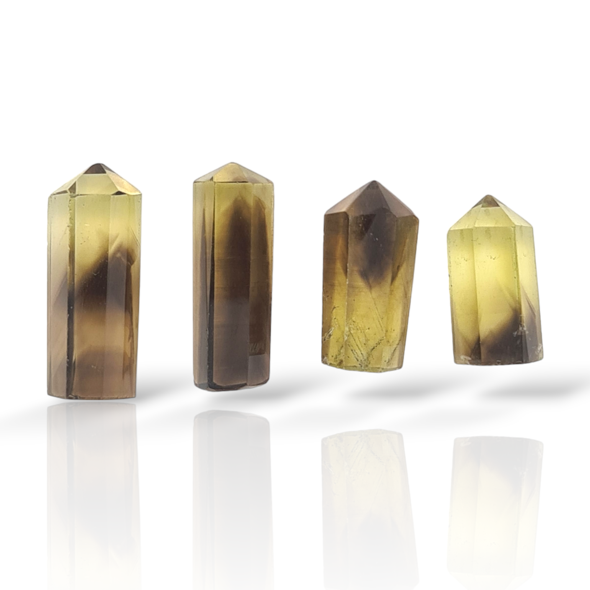 Natural 4 piece Faceted Lemon Quartz Bi-Color Tower Shape | Size:16-22mm - The LabradoriteKing