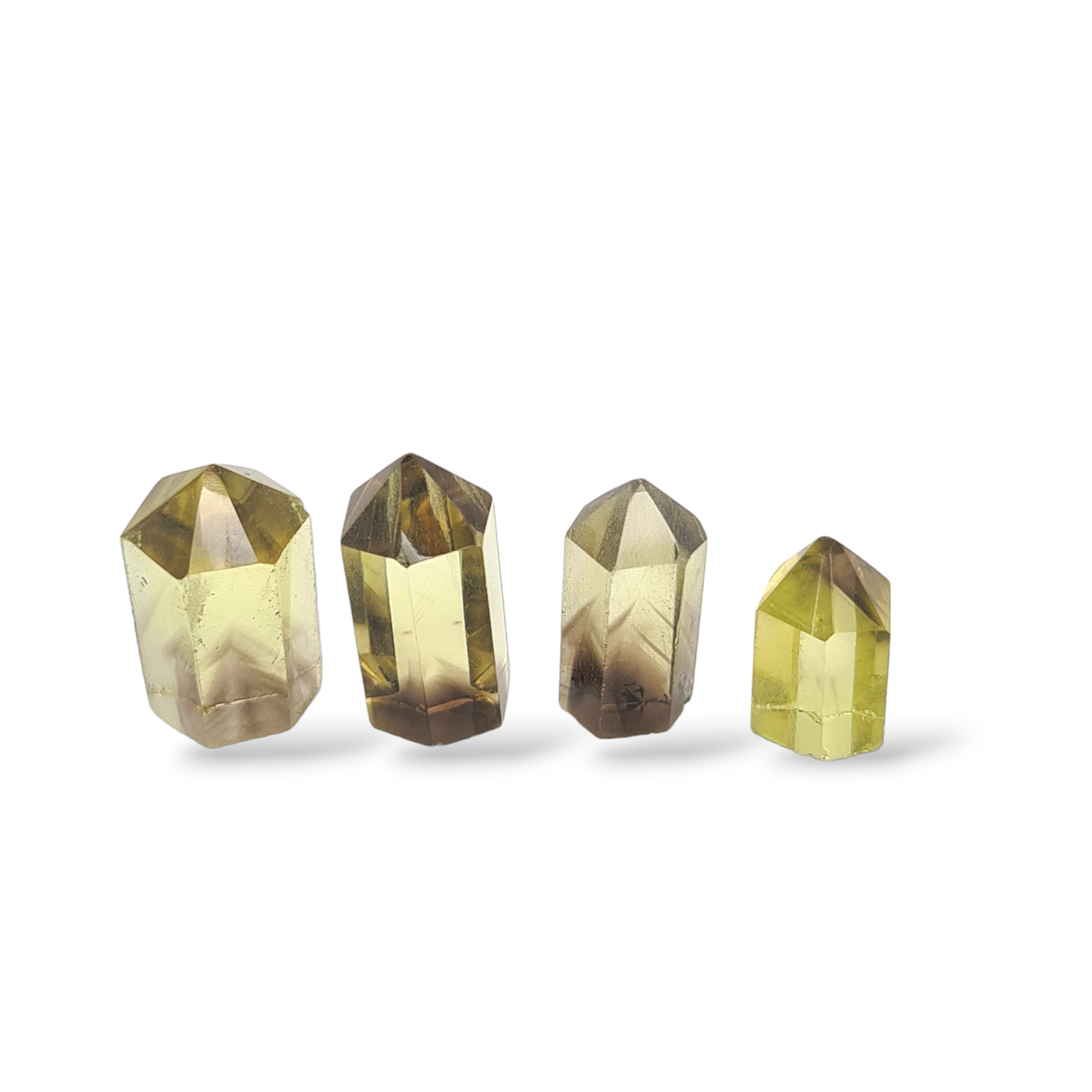 Natural 4 piece Faceted Lemon Quartz Bi-Color Tower Shape | Size:11-16mm - The LabradoriteKing