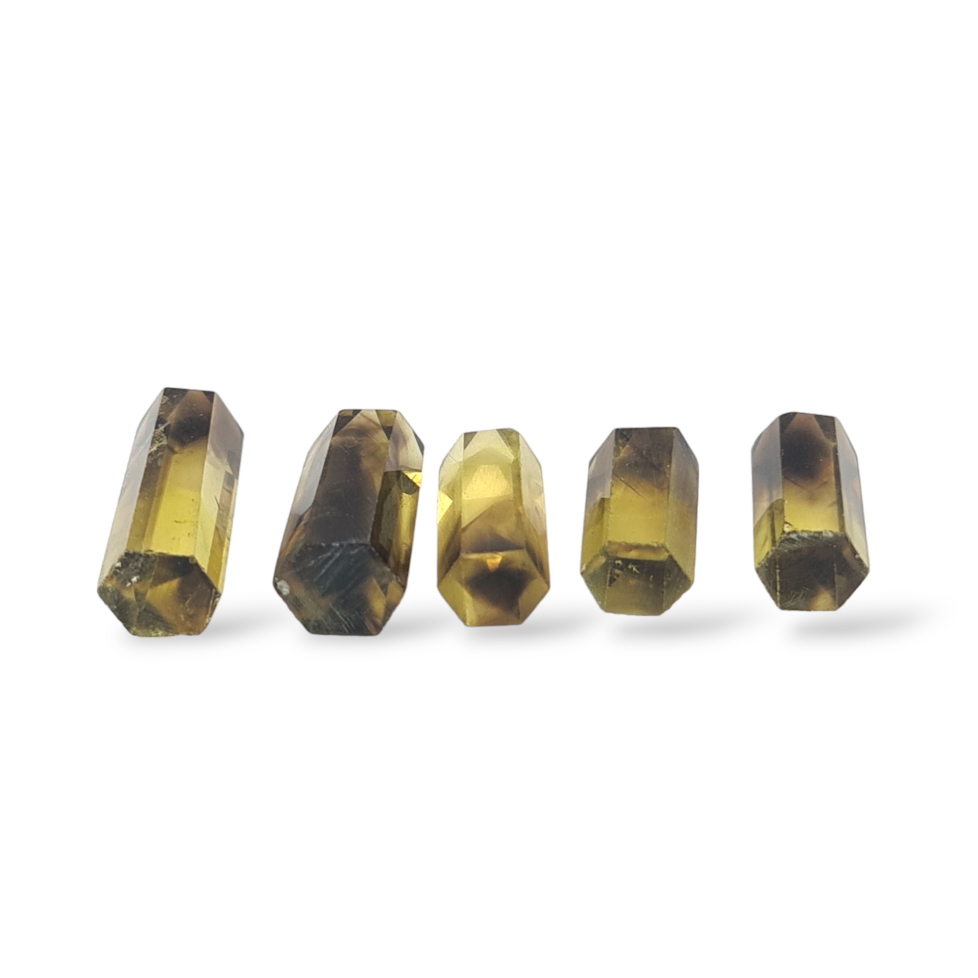 Natural 5 piece Faceted Lemon Quartz Bi-Color Tower Shape | Size:15-21mm - The LabradoriteKing