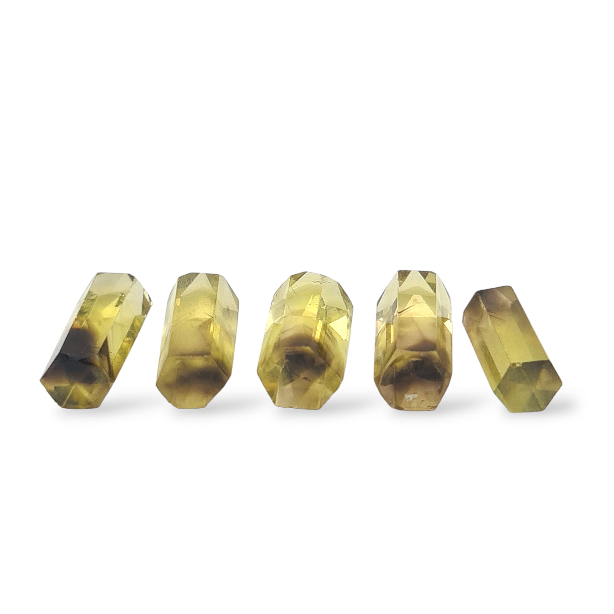 Natural 5 piece Faceted Lemon Quartz Bi-Color Tower Shape | Size:16-17mm - The LabradoriteKing