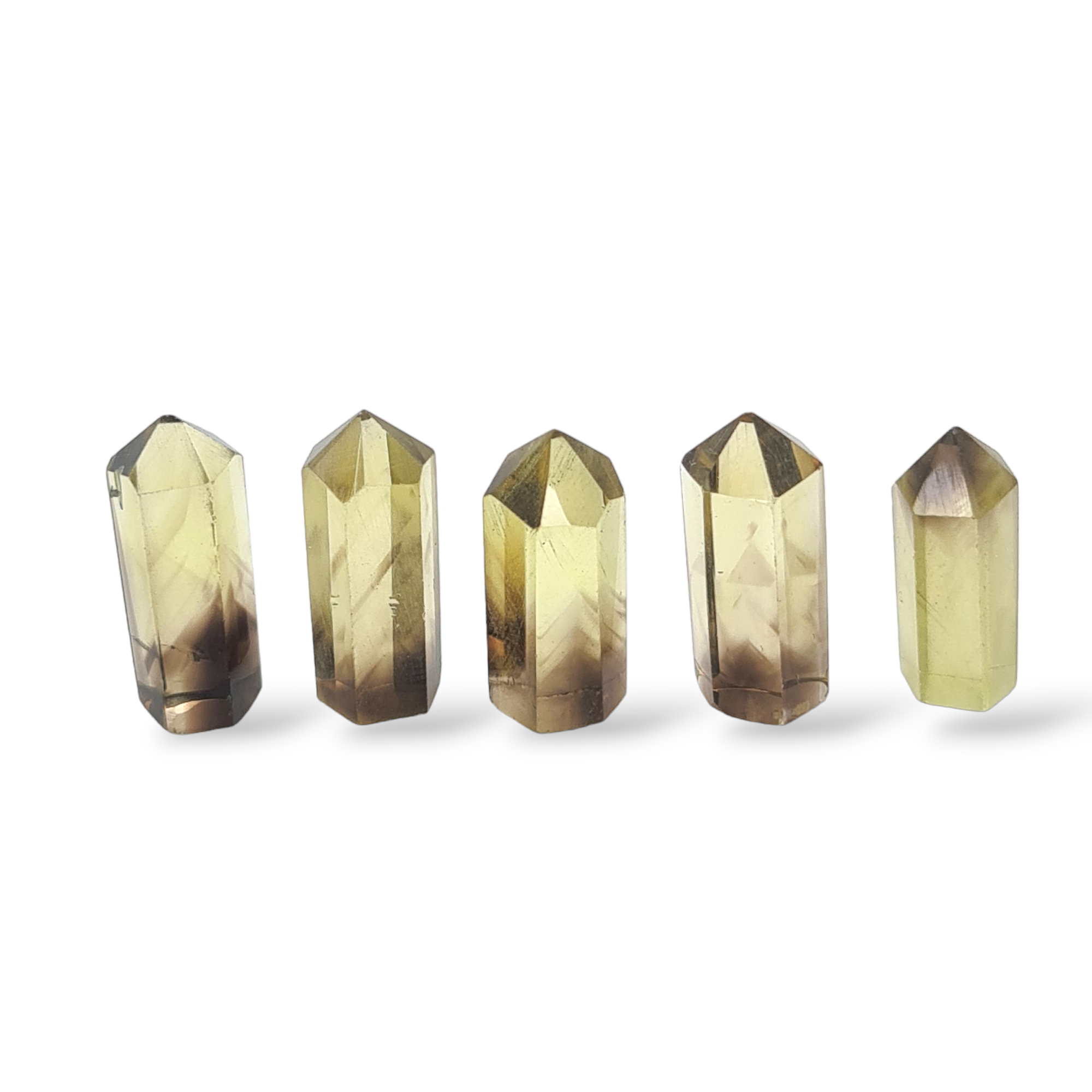 Natural 5 piece Faceted Lemon Quartz Bi-Color Tower Shape | Size:16-17mm - The LabradoriteKing