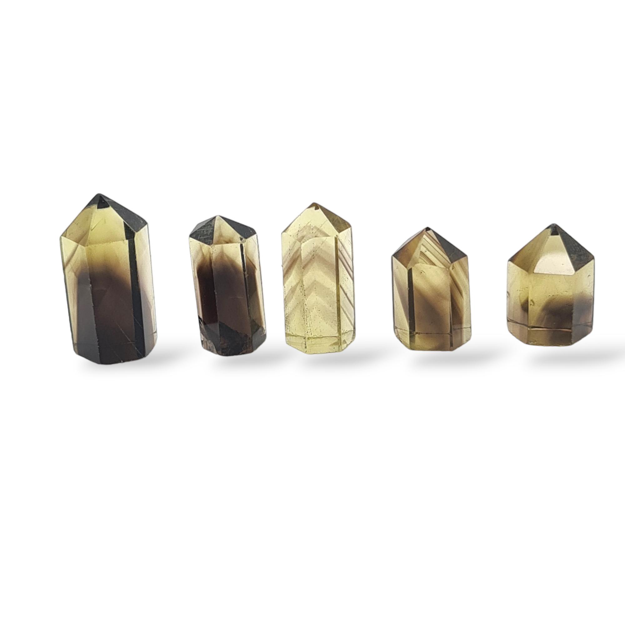 Natural 5 piece Faceted Lemon Quartz Bi-Color Tower Shape | Size:15-20mm - The LabradoriteKing