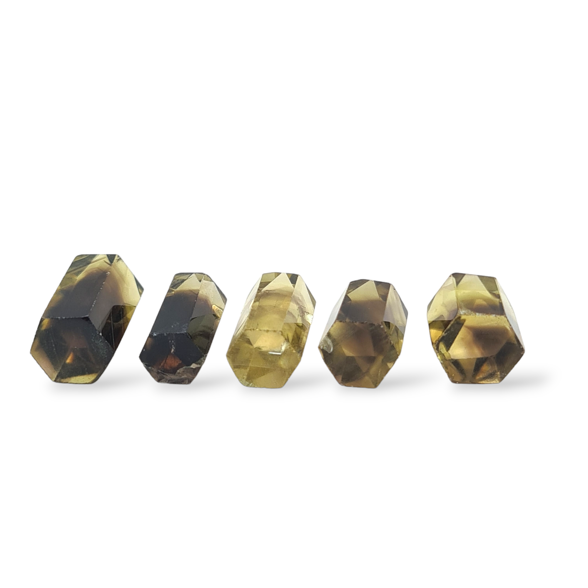 Natural 5 piece Faceted Lemon Quartz Bi-Color Tower Shape | Size:15-20mm - The LabradoriteKing