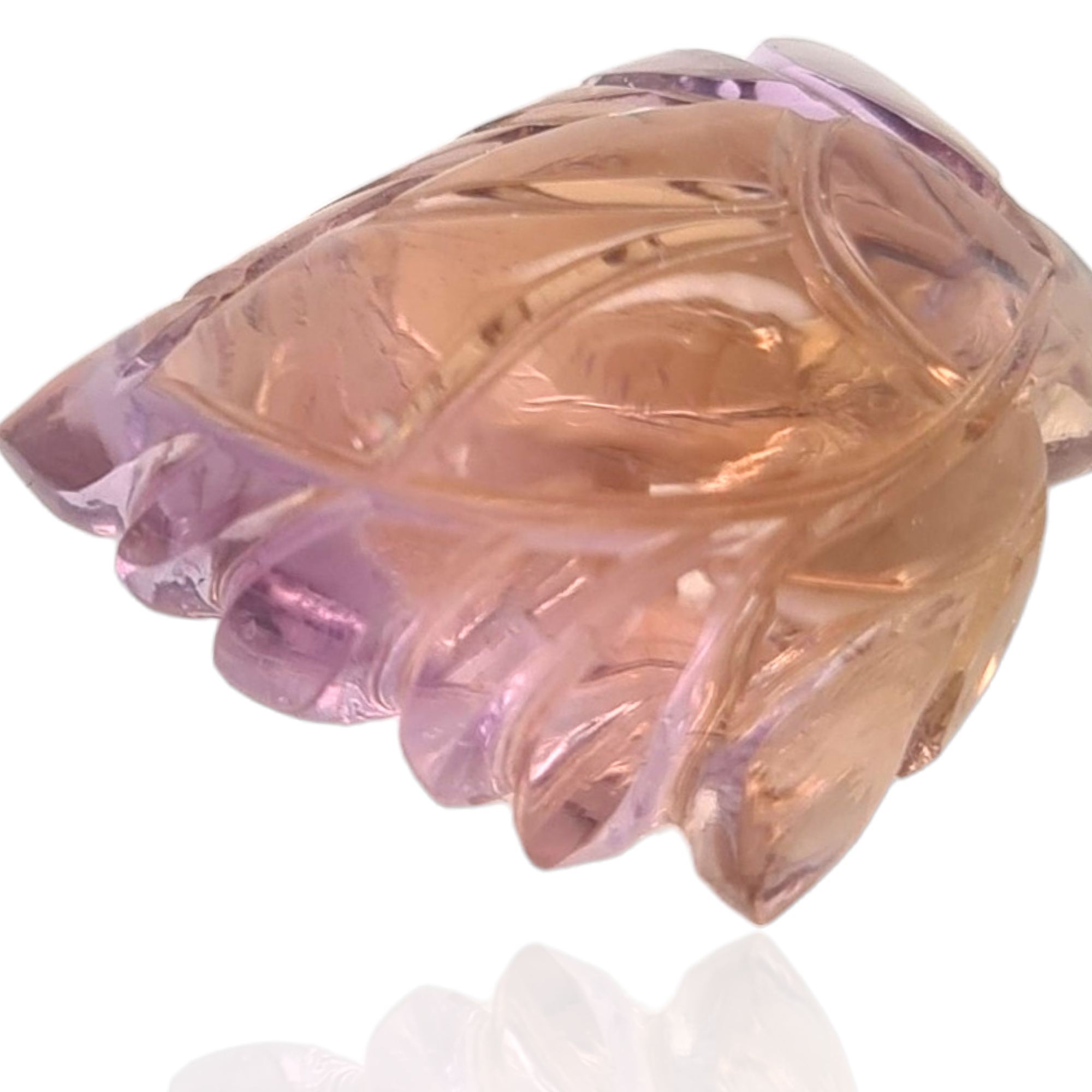 1 Pieces Natural Ametrine Carved Leaf Shape | Bi-Color | Size:25x22mm - The LabradoriteKing