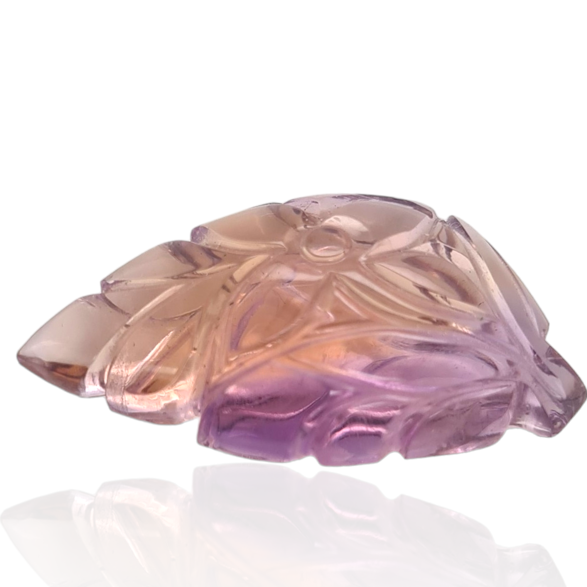 1 Pieces Natural Ametrine Carved Leaf Shape | Bi-Color | Size:35x19mm - The LabradoriteKing