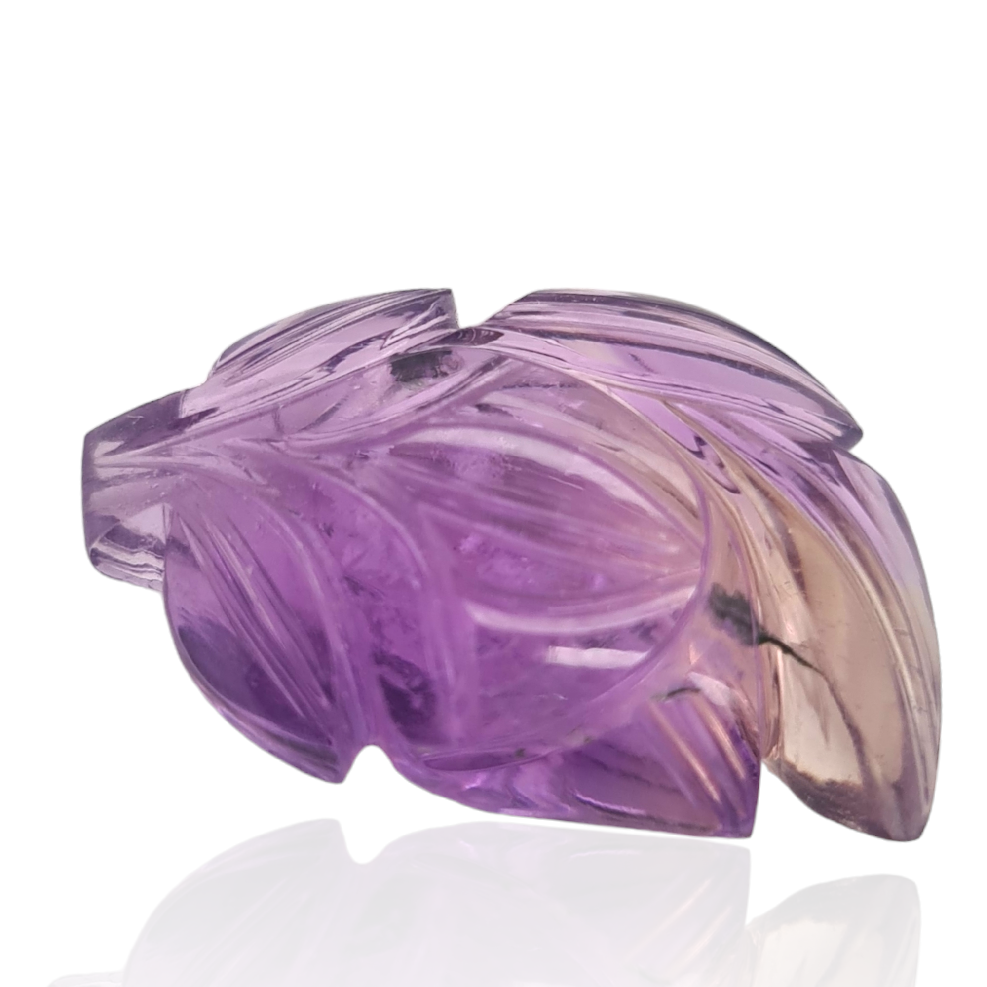 1 Pieces Natural Ametrine Carved Leaf Shape | Bi-Color | Size:28x18mm - The LabradoriteKing