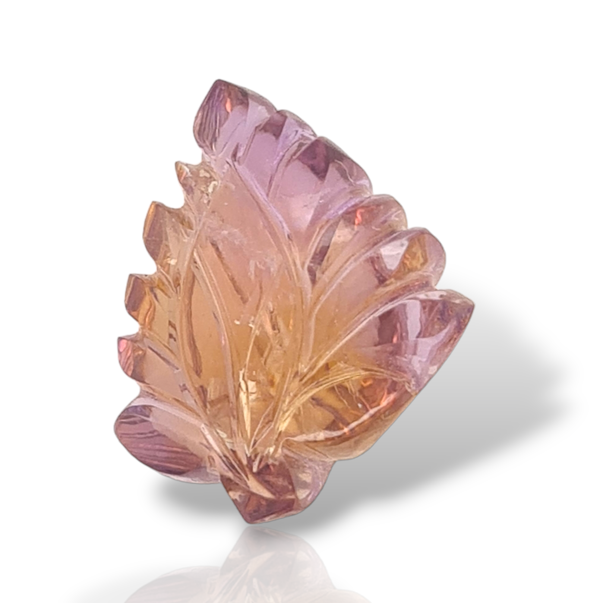 1 Pieces Natural Ametrine Carved Leaf Shape | Bi-Color | Size:25x22mm - The LabradoriteKing