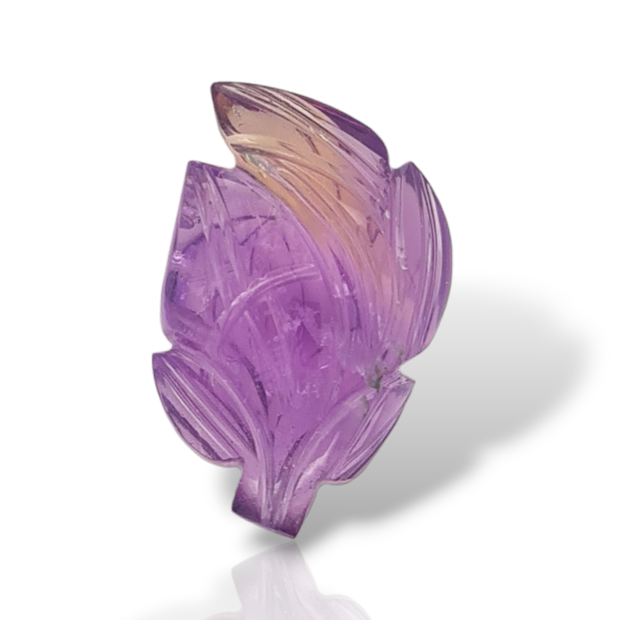 1 Pieces Natural Ametrine Carved Leaf Shape | Bi-Color | Size:28x18mm - The LabradoriteKing