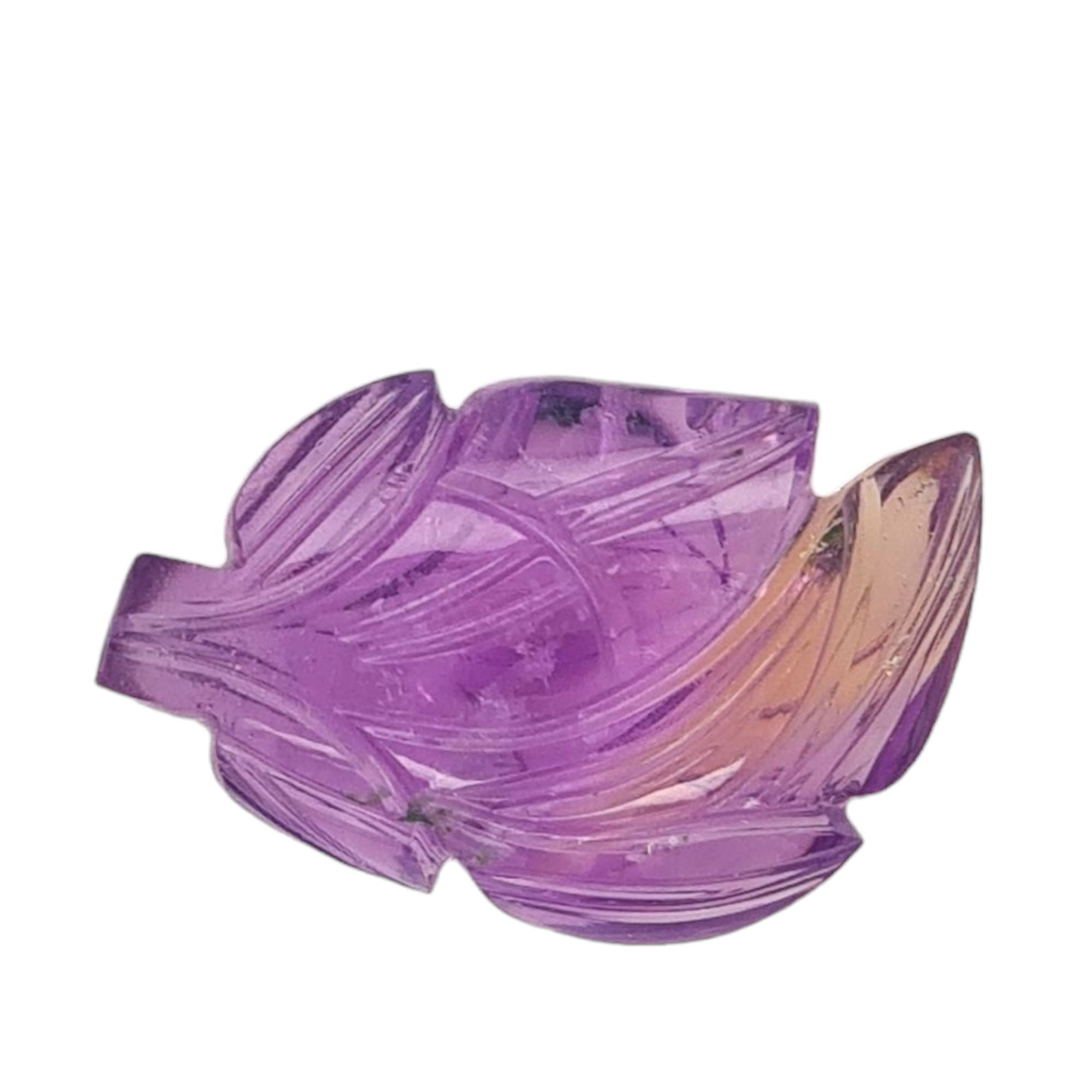 1 Pieces Natural Ametrine Carved Leaf Shape | Bi-Color | Size:28x18mm - The LabradoriteKing