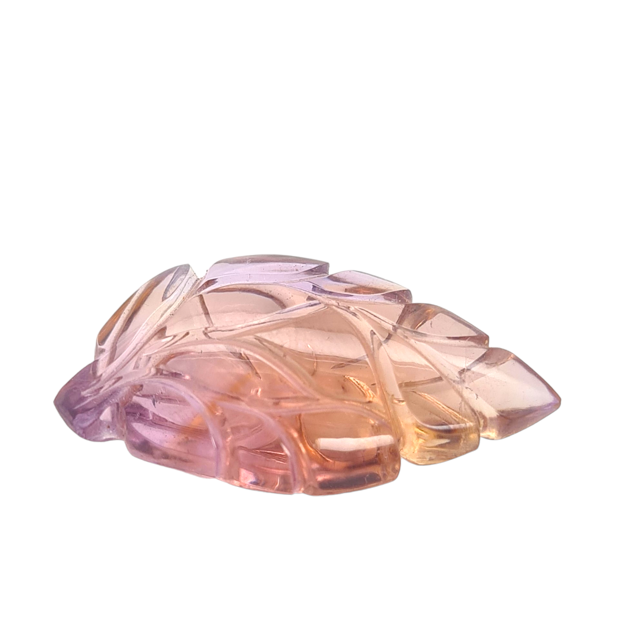 1 Pieces Natural Ametrine Carved Leaf Shape | Bi-Color | Size:35x19mm - The LabradoriteKing