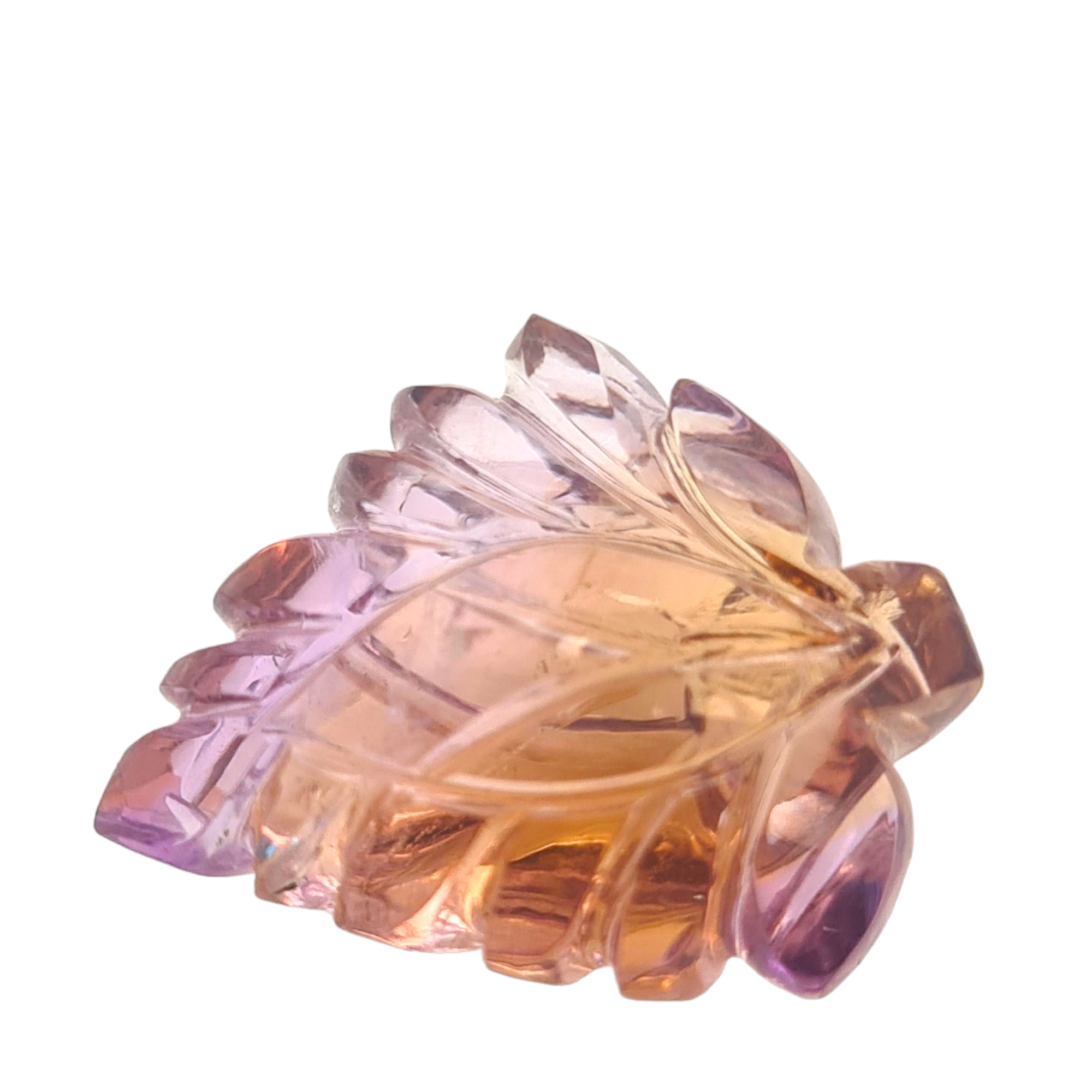 1 Pieces Natural Ametrine Carved Leaf Shape | Bi-Color | Size:25x22mm - The LabradoriteKing