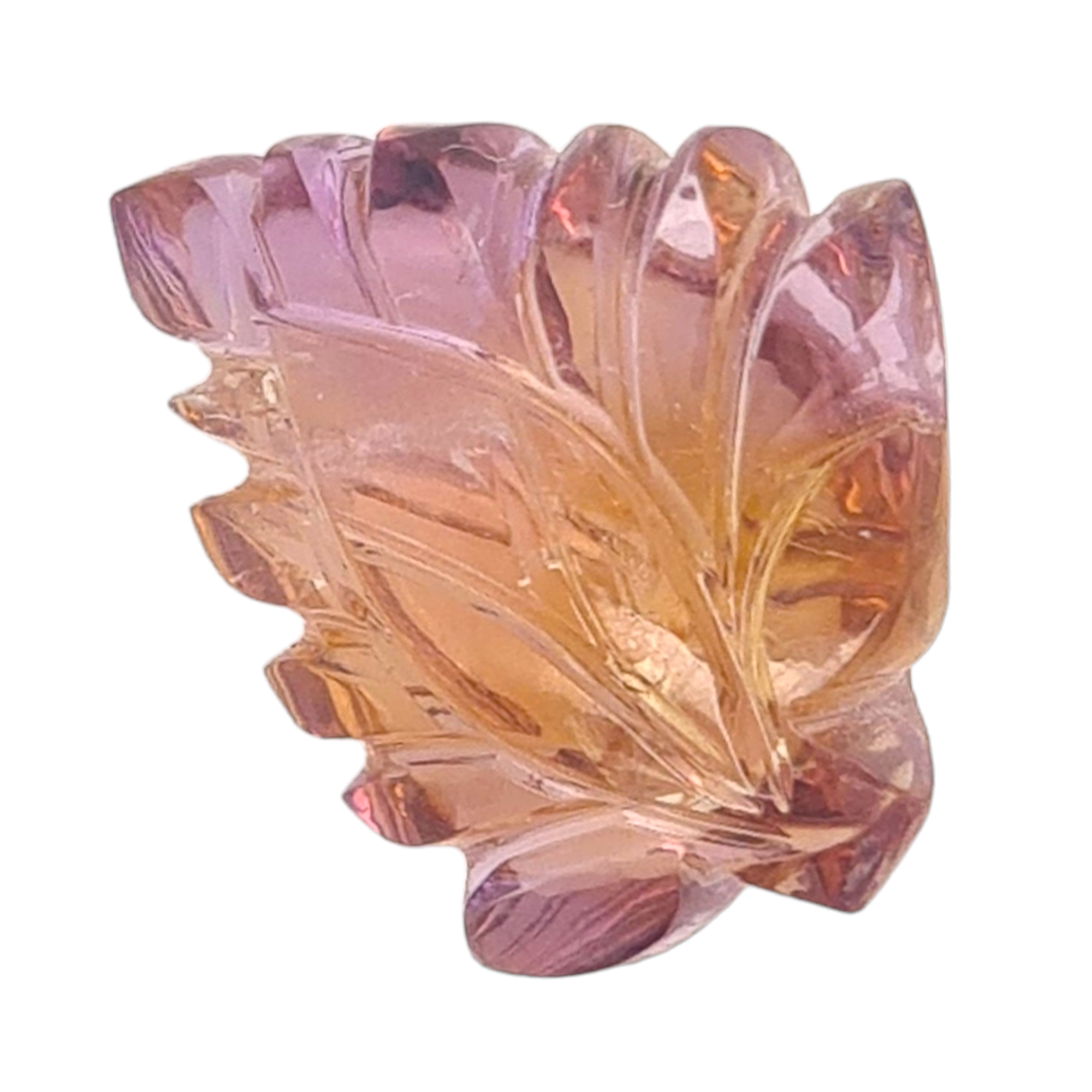 1 Pieces Natural Ametrine Carved Leaf Shape | Bi-Color | Size:25x22mm - The LabradoriteKing