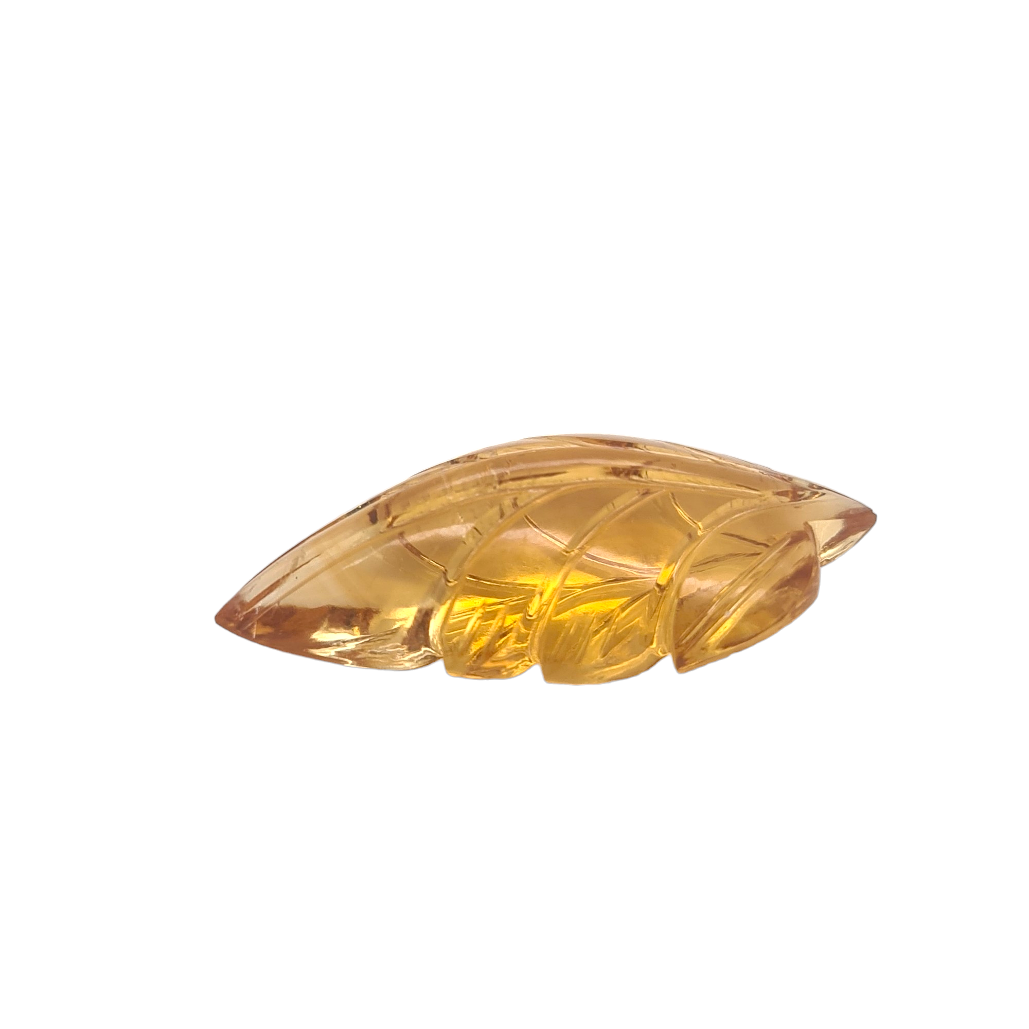 1 Pieces Natural Citrine carved Leaf Shape | Size:32x15mm - The LabradoriteKing