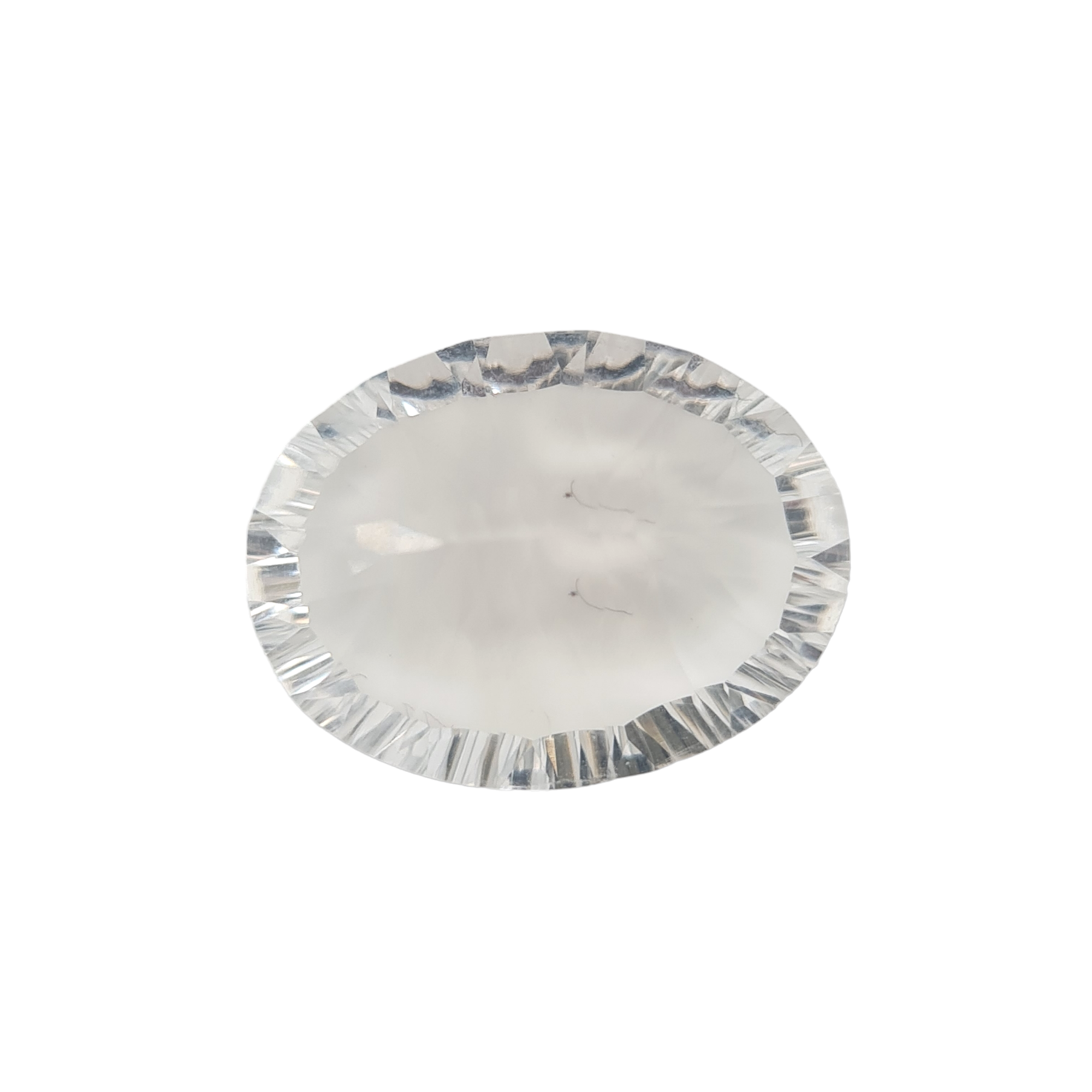 1 Pieces Natural Crystal Quartz Faceted 3D Cut Oval Shape | Size:20x16mm - The LabradoriteKing