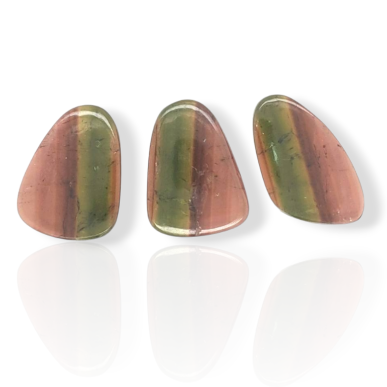 3 Pcs Of Natural Watermelon Tourmaline Slice | Size:20-22mm | With Certificate - The LabradoriteKing