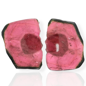 1 Pair Of Natural Watermelon Tourmaline Slice | Size:42x32mm | With Certificate - The LabradoriteKing