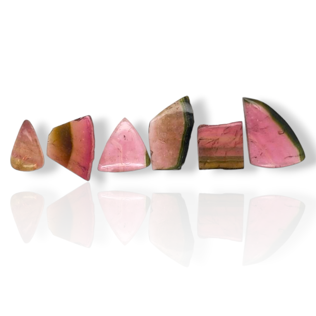 6 Pisc Of Natural Watermelon Tourmaline Slice | Size:12-21mm | With Certificate - The LabradoriteKing