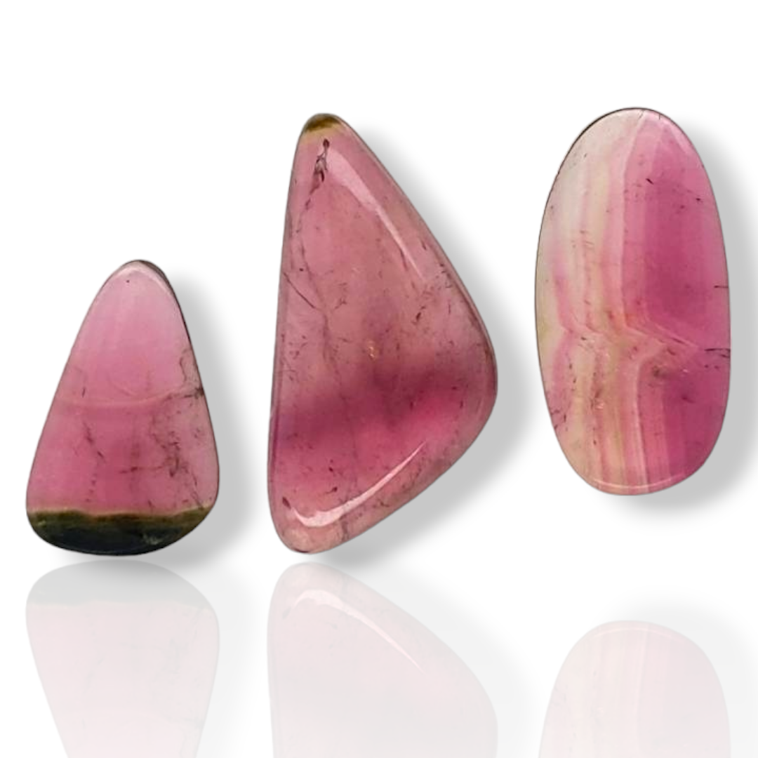 3 Pisc Of Natural Watermelon Tourmaline Slice | Size:18-26mm | With Certificate - The LabradoriteKing