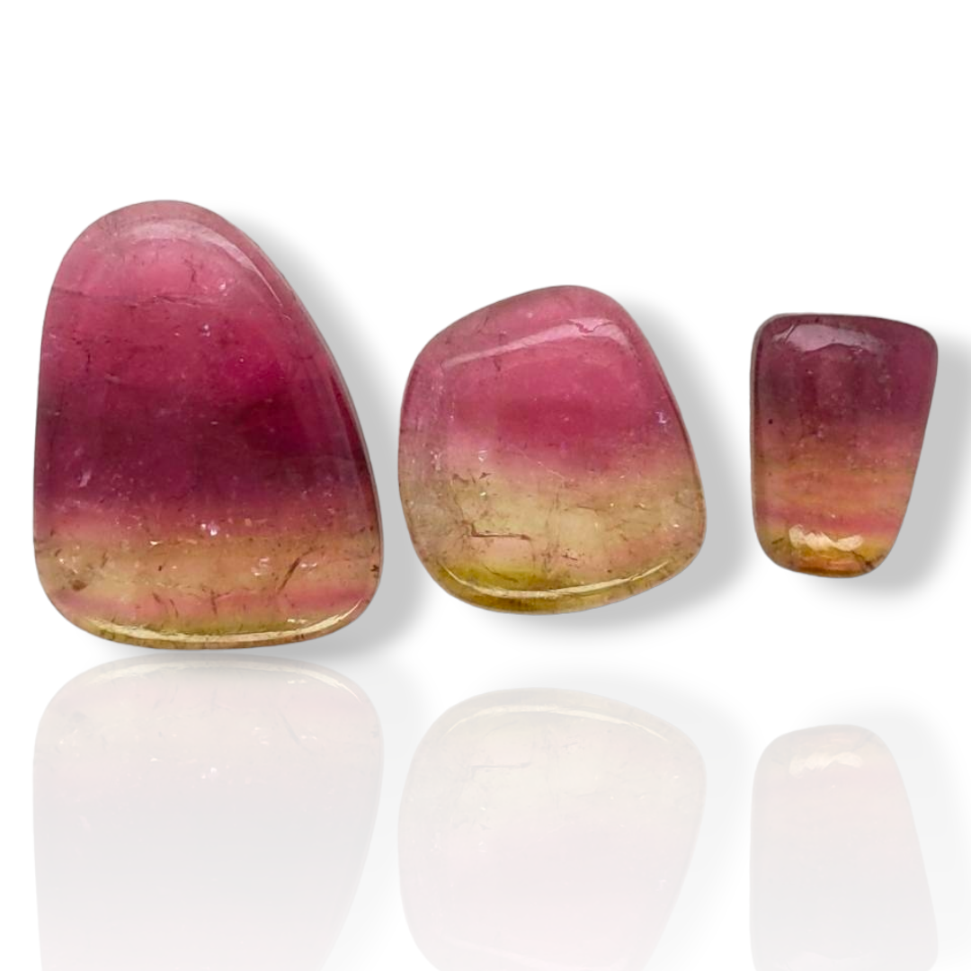 3 Pics Of Natural Watermelon Tourmaline Slice | Size:18-30mm | With Certificate - The LabradoriteKing