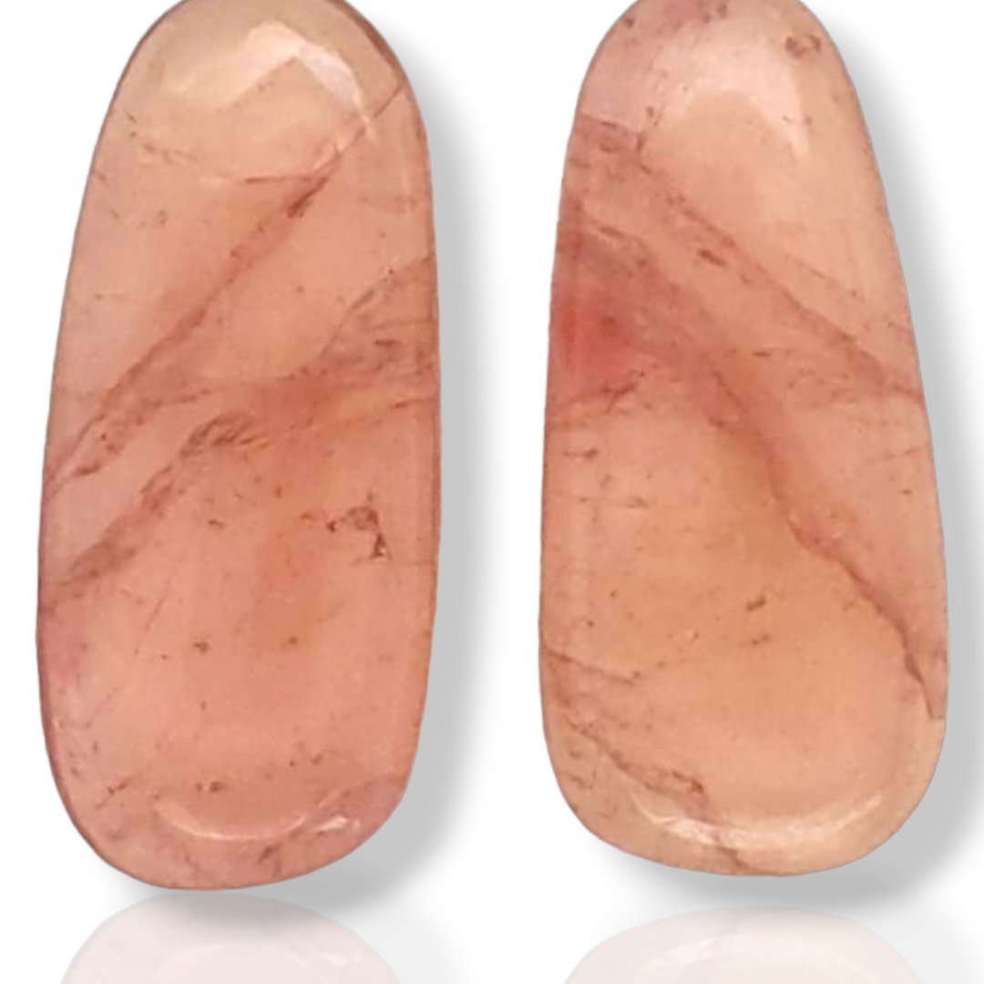 1 Pair Of Natural Watermelon Tourmaline Slice | Size:21x10mm | With Certificate - The LabradoriteKing