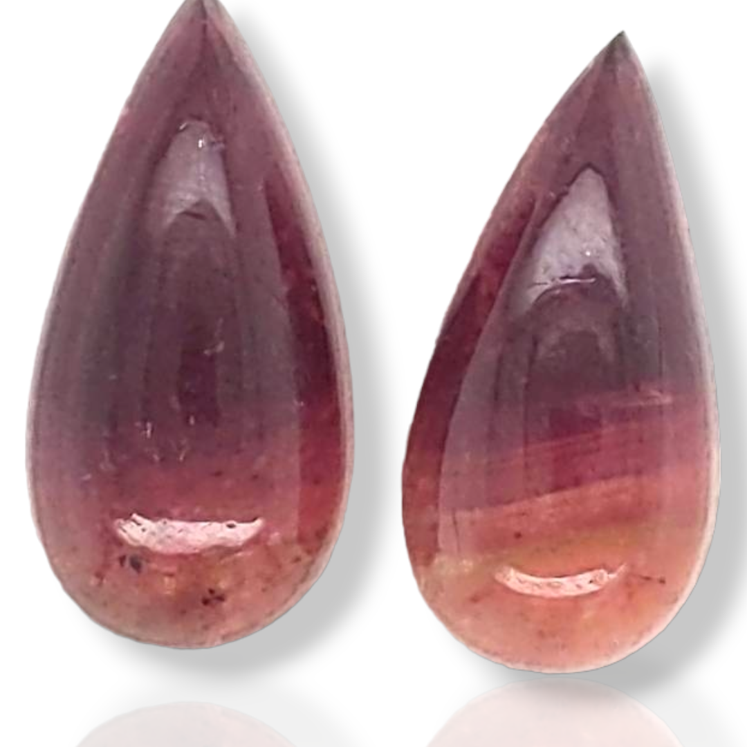 1 Pair Of Natural Watermelon Tourmaline Slice | Size:19x9mm | With Certificate - The LabradoriteKing