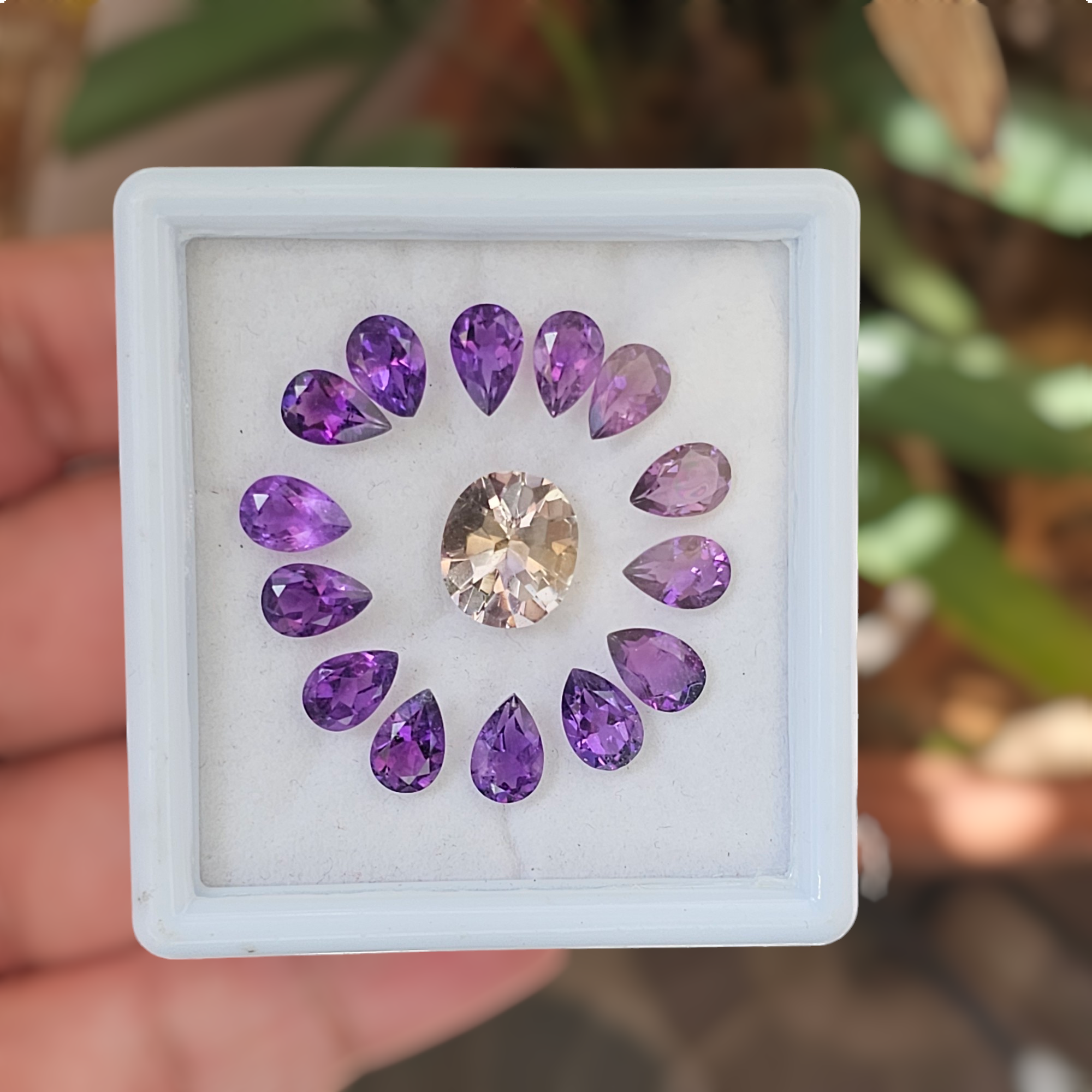 15 Pcs Of Natural Amethyst & Ametrine Faceted |Shap: Pear & Oval| Size:9-13mm - The LabradoriteKing