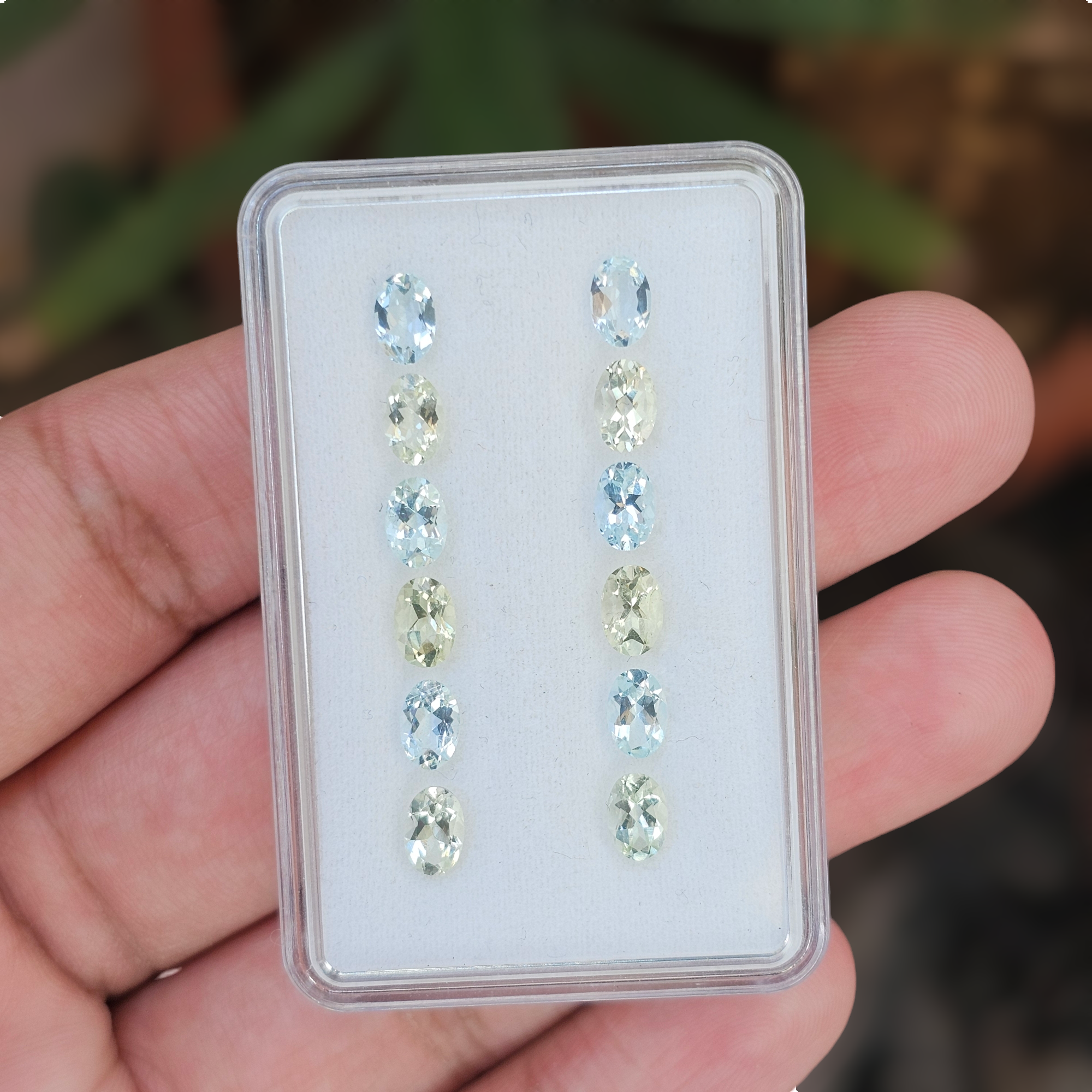 12 Pcs Of Natural Aquamarine & Green Beryl Faceted | Shap:Oval| Size:6x4mm - The LabradoriteKing