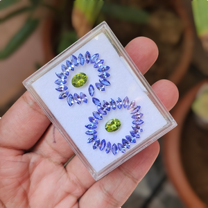 45 Pcs Of Natural Tanzanite & Peridot Faceted | Oval & Marquise | Size:6-8mm - The LabradoriteKing