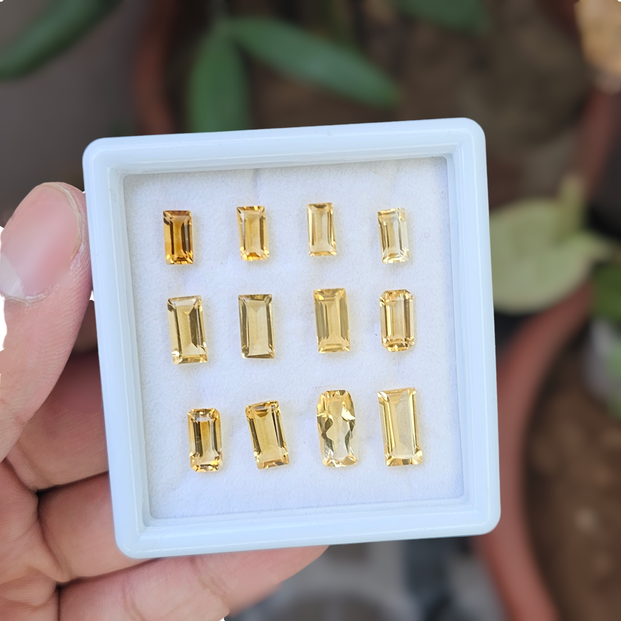 12 Pcs Of Natural Citrine Faceted | Baguette Shape | Size:8-12mm - The LabradoriteKing