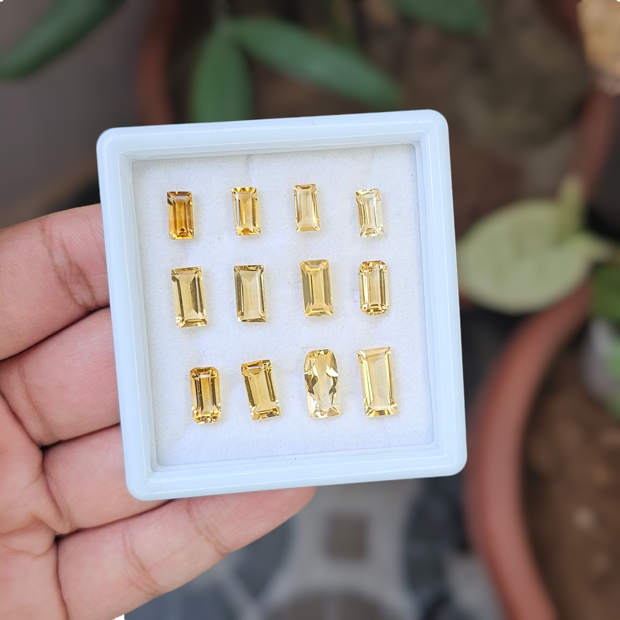 12 Pcs Of Natural Citrine Faceted | Baguette Shape | Size:8-12mm - The LabradoriteKing