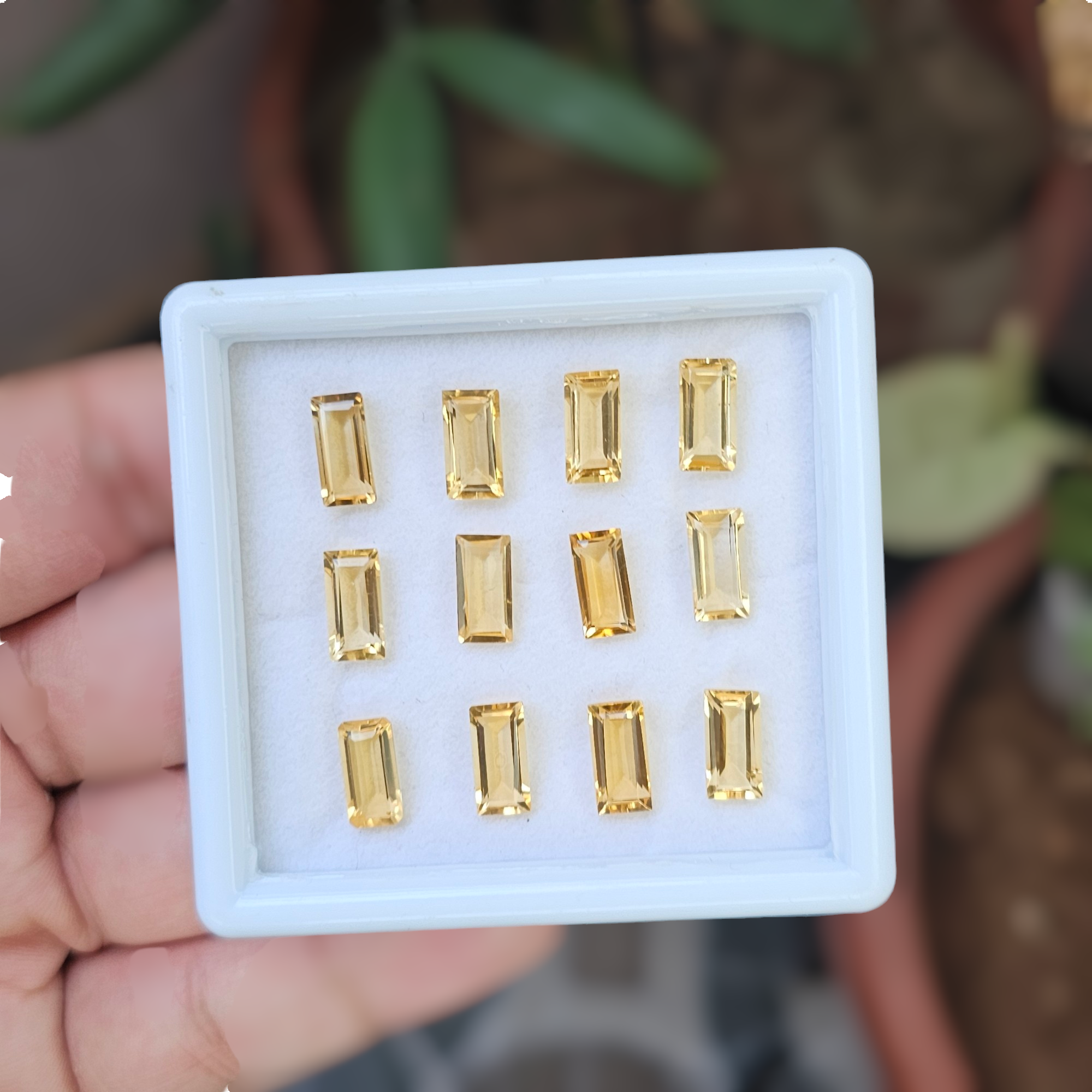 12 Pcs Of Natural Citrine Faceted | Rectangle Shape | Size:10x5mm - The LabradoriteKing