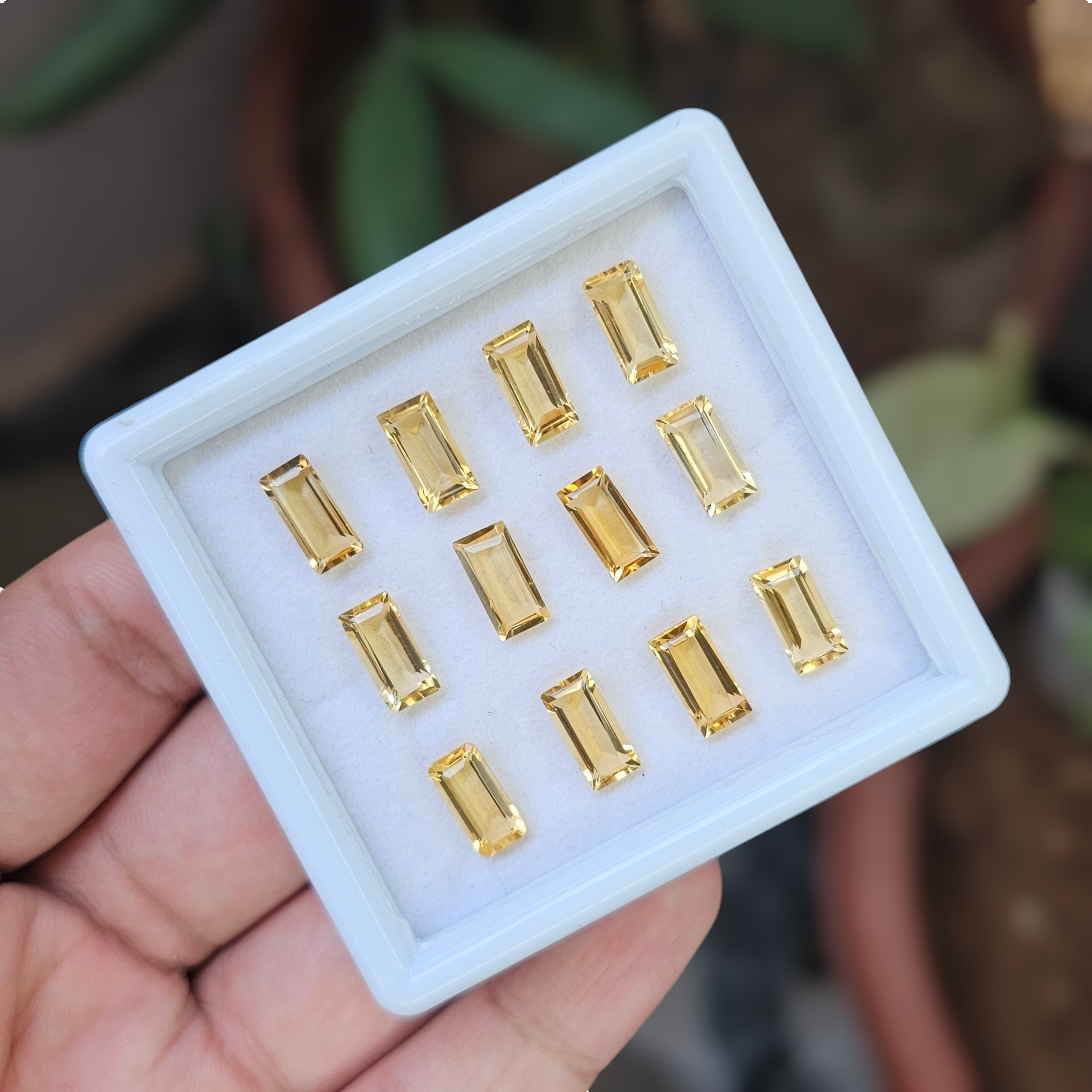 12 Pcs Of Natural Citrine Faceted | Rectangle Shape | Size:10x5mm - The LabradoriteKing