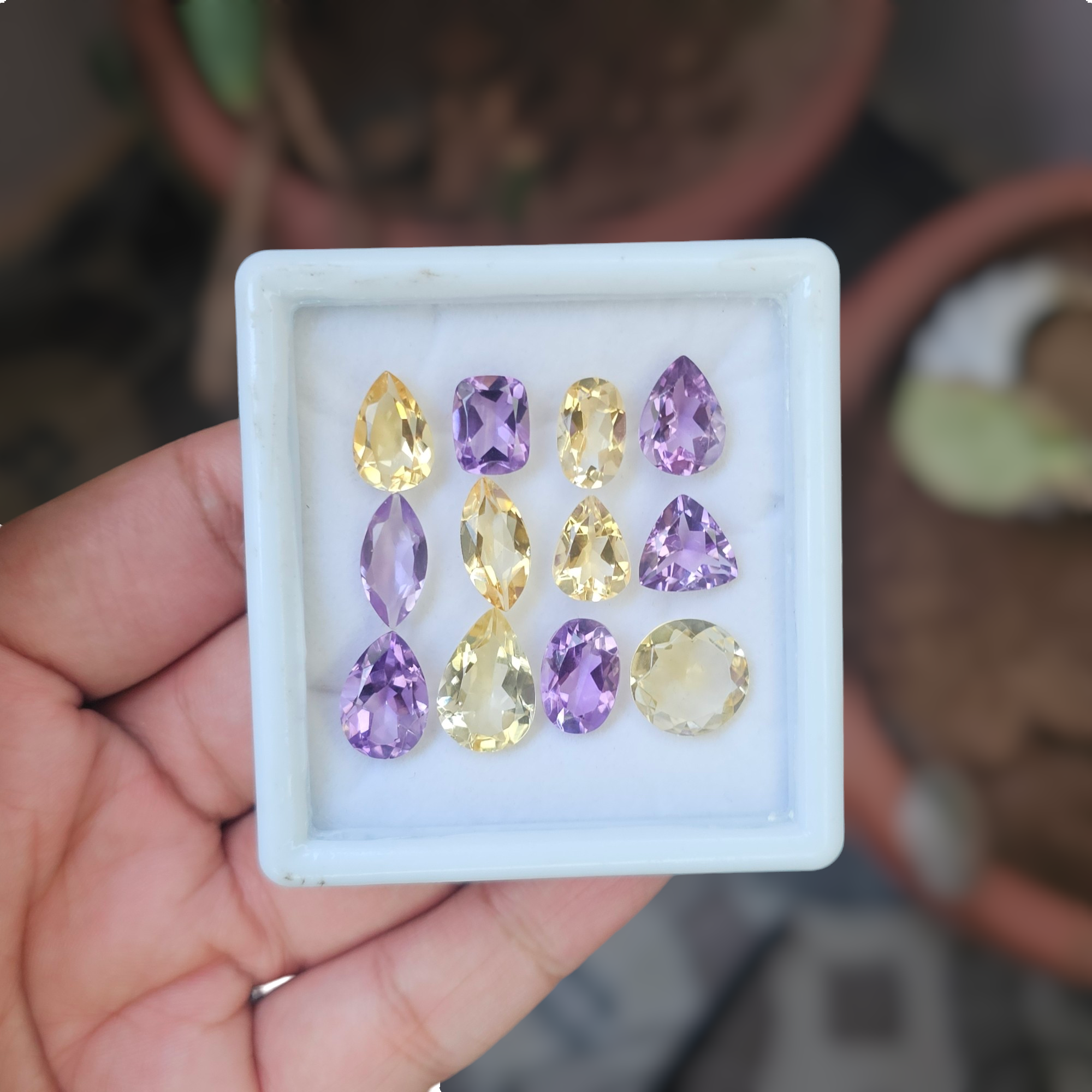 12 Pcs Of Natural Amethyst & Citrine Faceted | Shape: Mix| Size:9-14mm - The LabradoriteKing