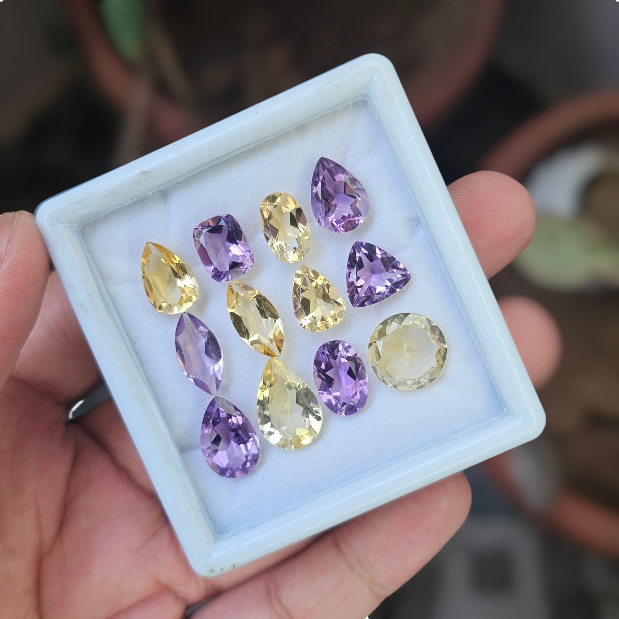 12 Pcs Of Natural Amethyst & Citrine Faceted | Shape: Mix| Size:9-14mm - The LabradoriteKing