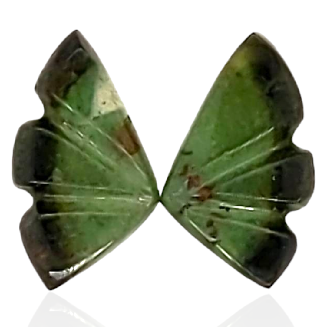 Natural Watermelon Tourmaline Butterfly Carved Pair | Size:10x6mm - The LabradoriteKing