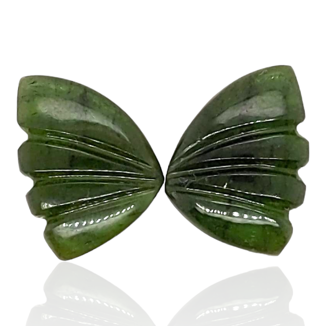 Natural Watermelon Tourmaline Butterfly Carved Pair | Size:14x10mm - The LabradoriteKing