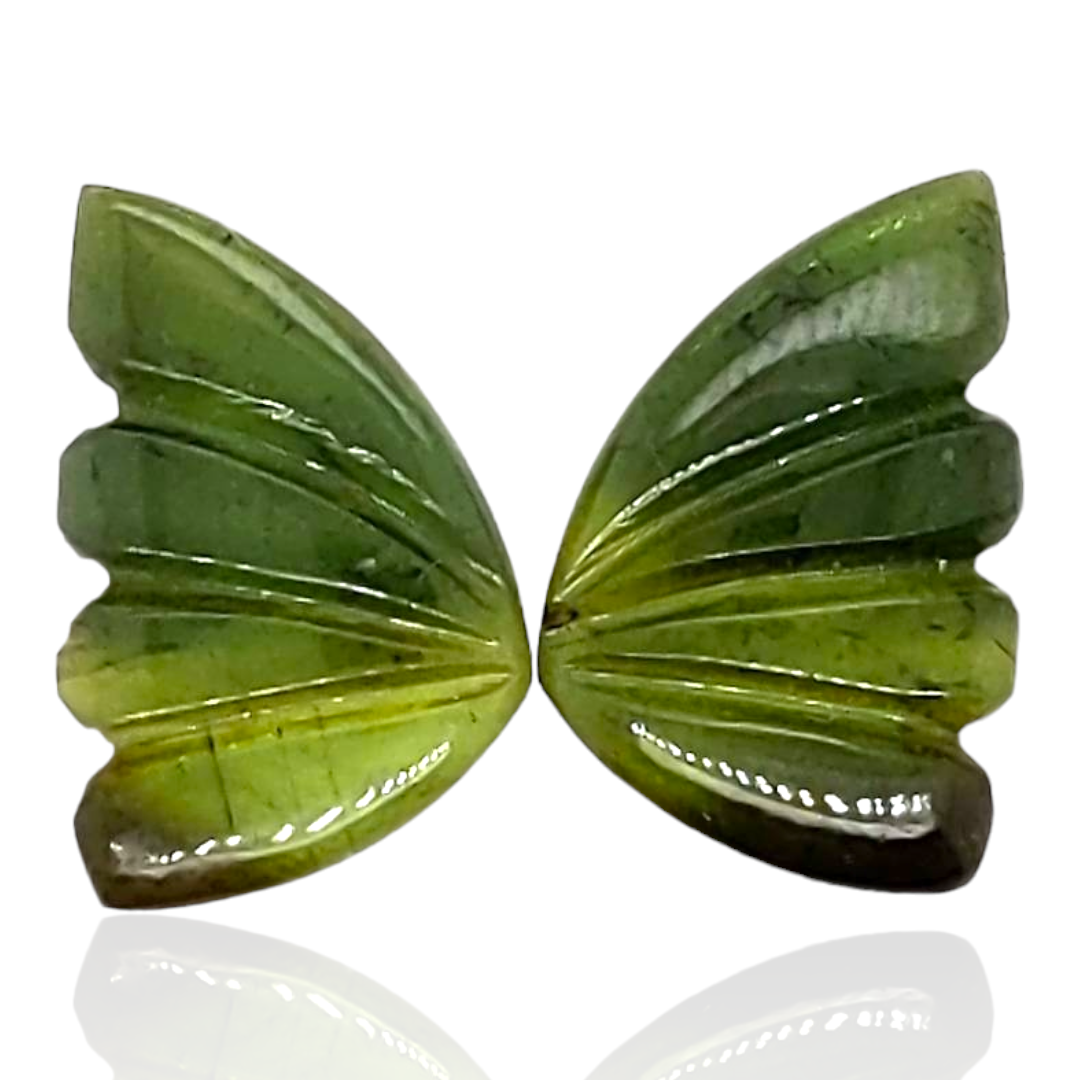 Natural Watermelon Tourmaline Butterfly Carved Pair | Size:15x10mm - The LabradoriteKing