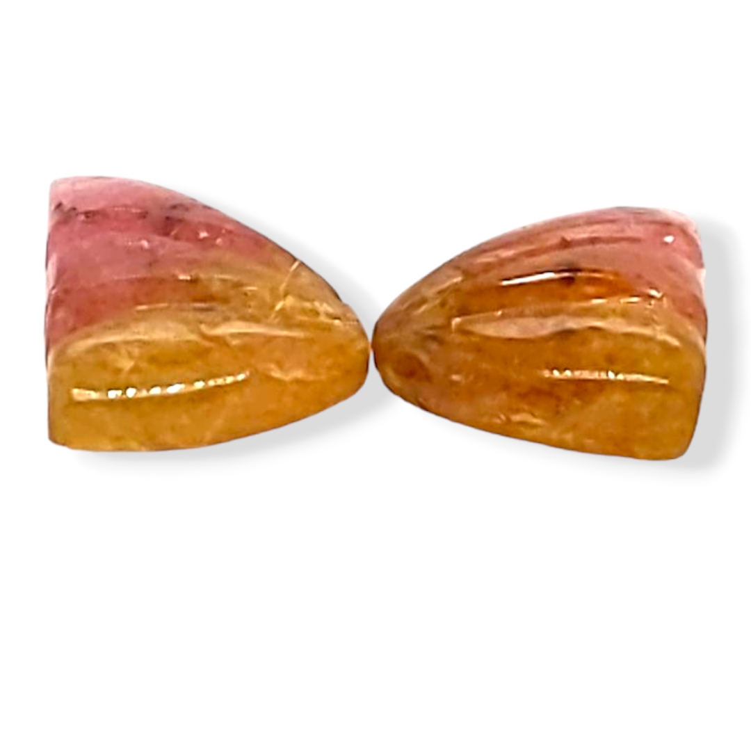 Natural Watermelon Tourmaline Butterfly Carved Pair | Size:11x8mm - The LabradoriteKing