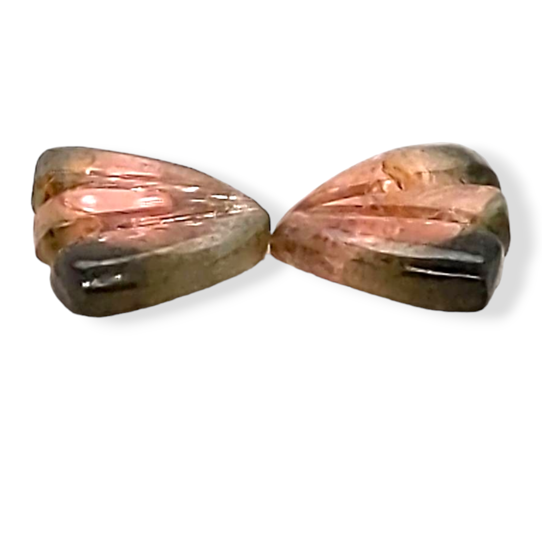 Natural Watermelon Tourmaline Butterfly Carved Pair | Size:11x8mm - The LabradoriteKing