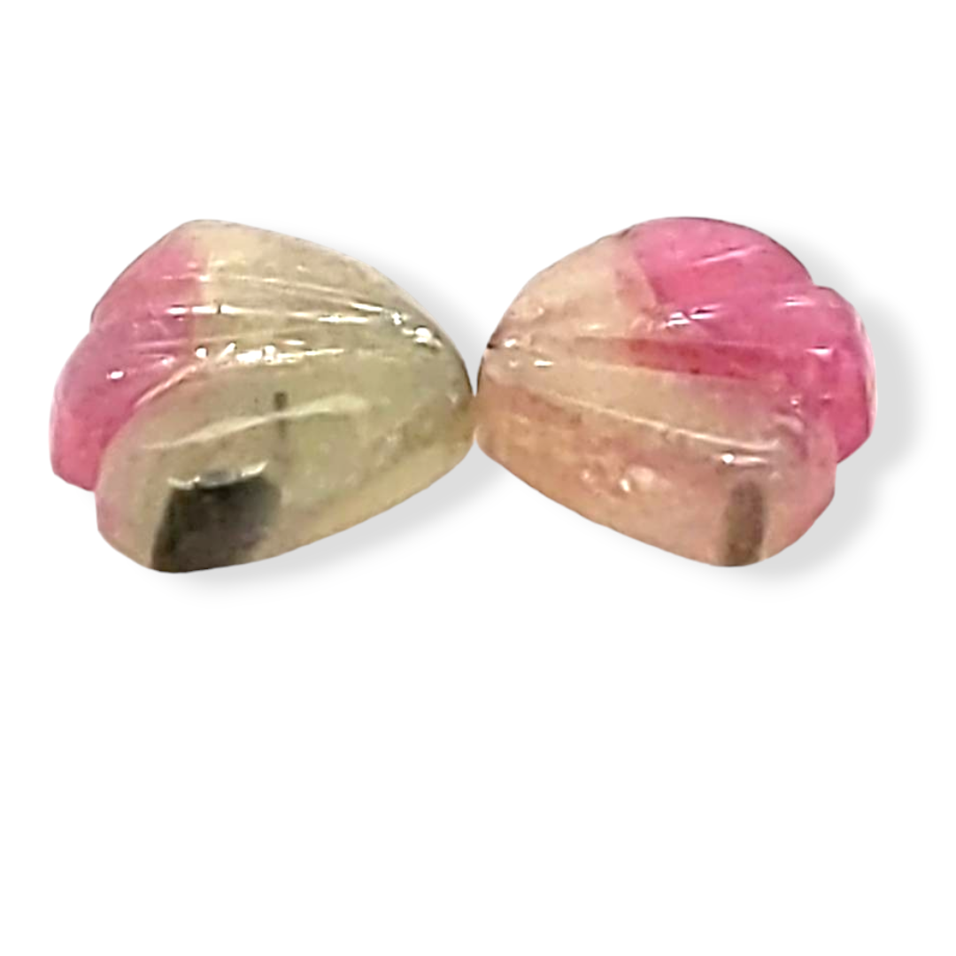 Natural Watermelon Tourmaline Butterfly Carved Pair | Size:9x6mm - The LabradoriteKing