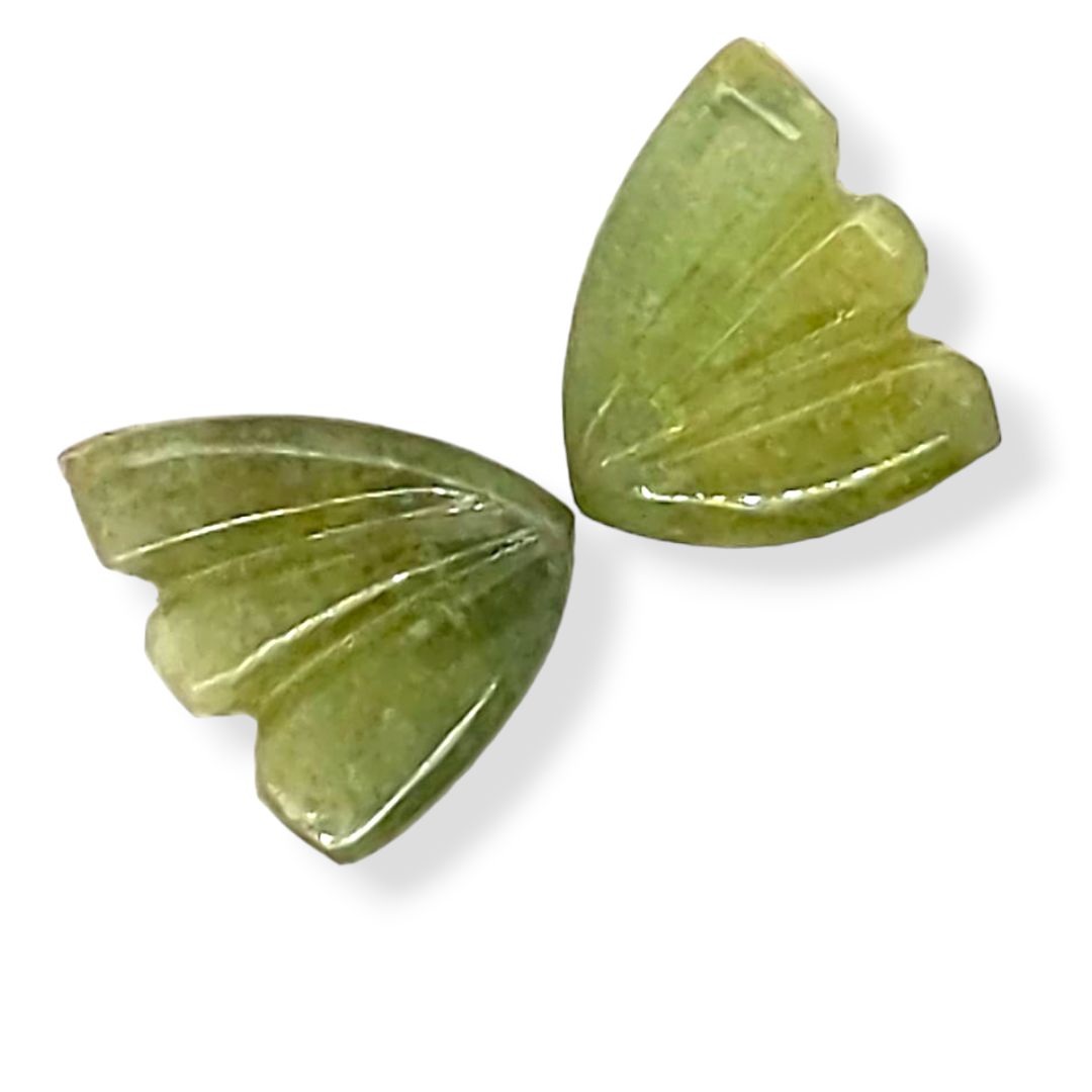 Natural Watermelon Tourmaline Butterfly Carved Pair | Size:9x8mm