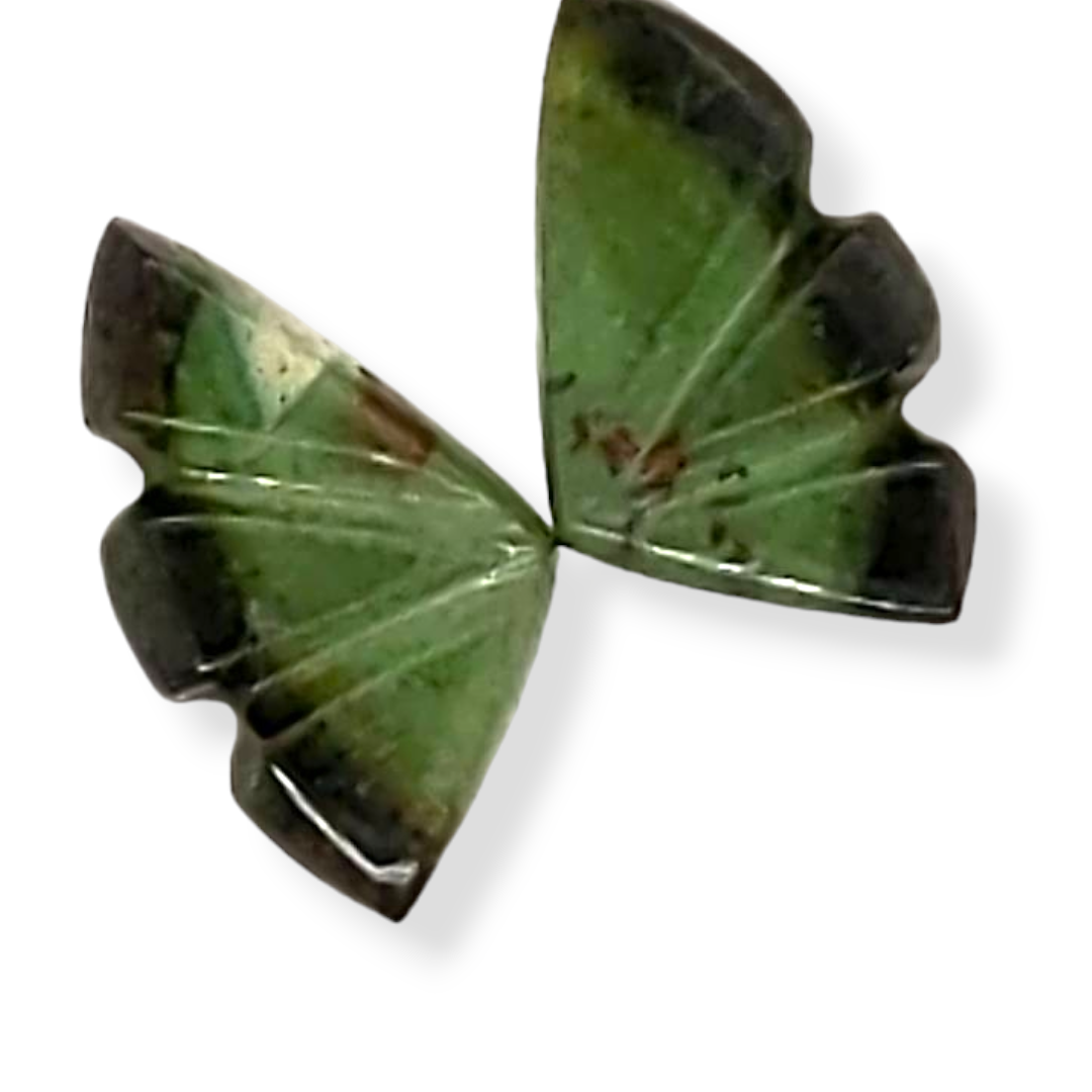 Natural Watermelon Tourmaline Butterfly Carved Pair | Size:10x6mm - The LabradoriteKing