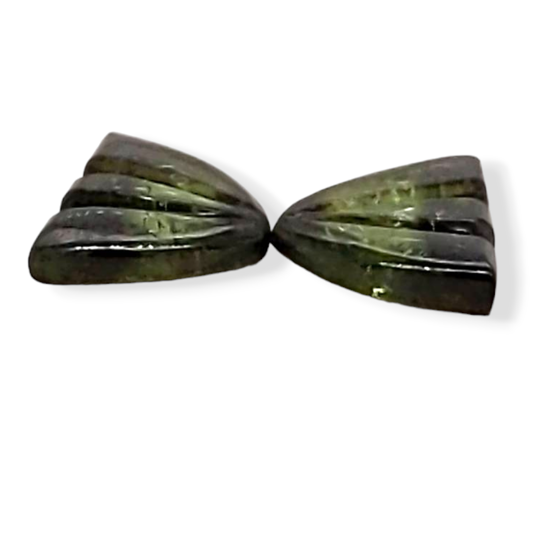 Natural Watermelon Tourmaline Butterfly Carved Pair | Size:10x7mm - The LabradoriteKing