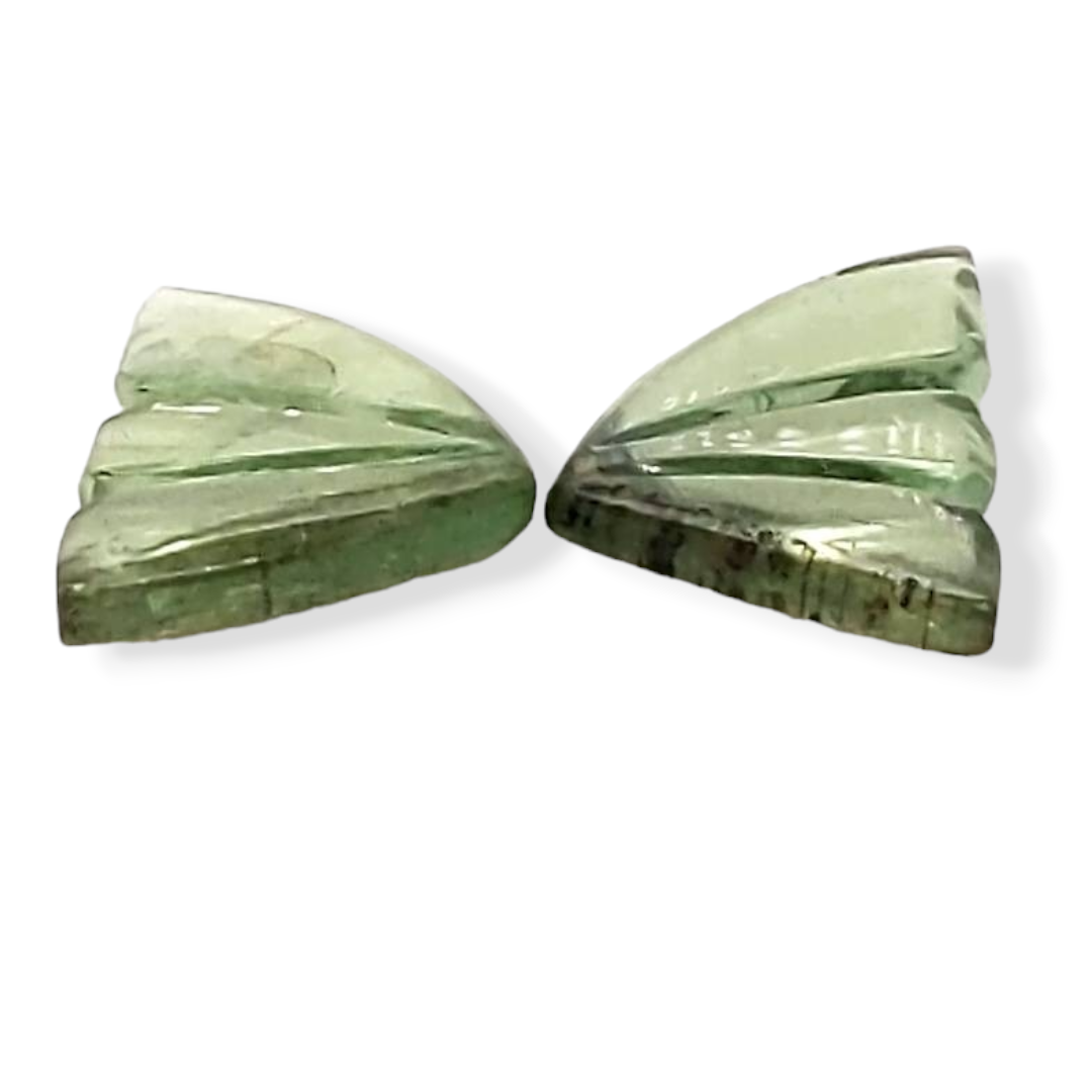 Natural Watermelon Tourmaline Butterfly Carved Pair | Size:16x9mm - The LabradoriteKing