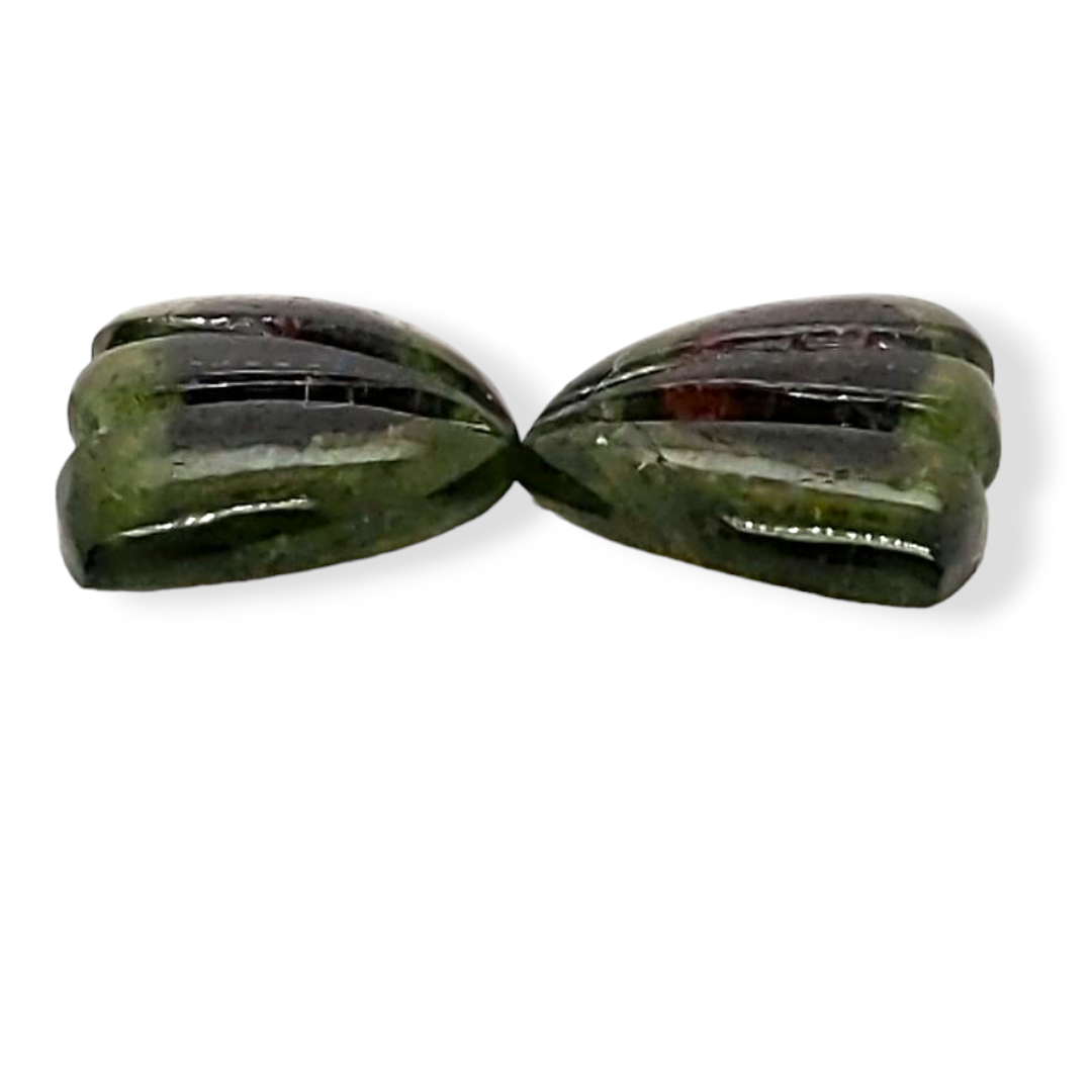 Natural Watermelon Tourmaline Butterfly Carved Pair | Size:15x10mm - The LabradoriteKing