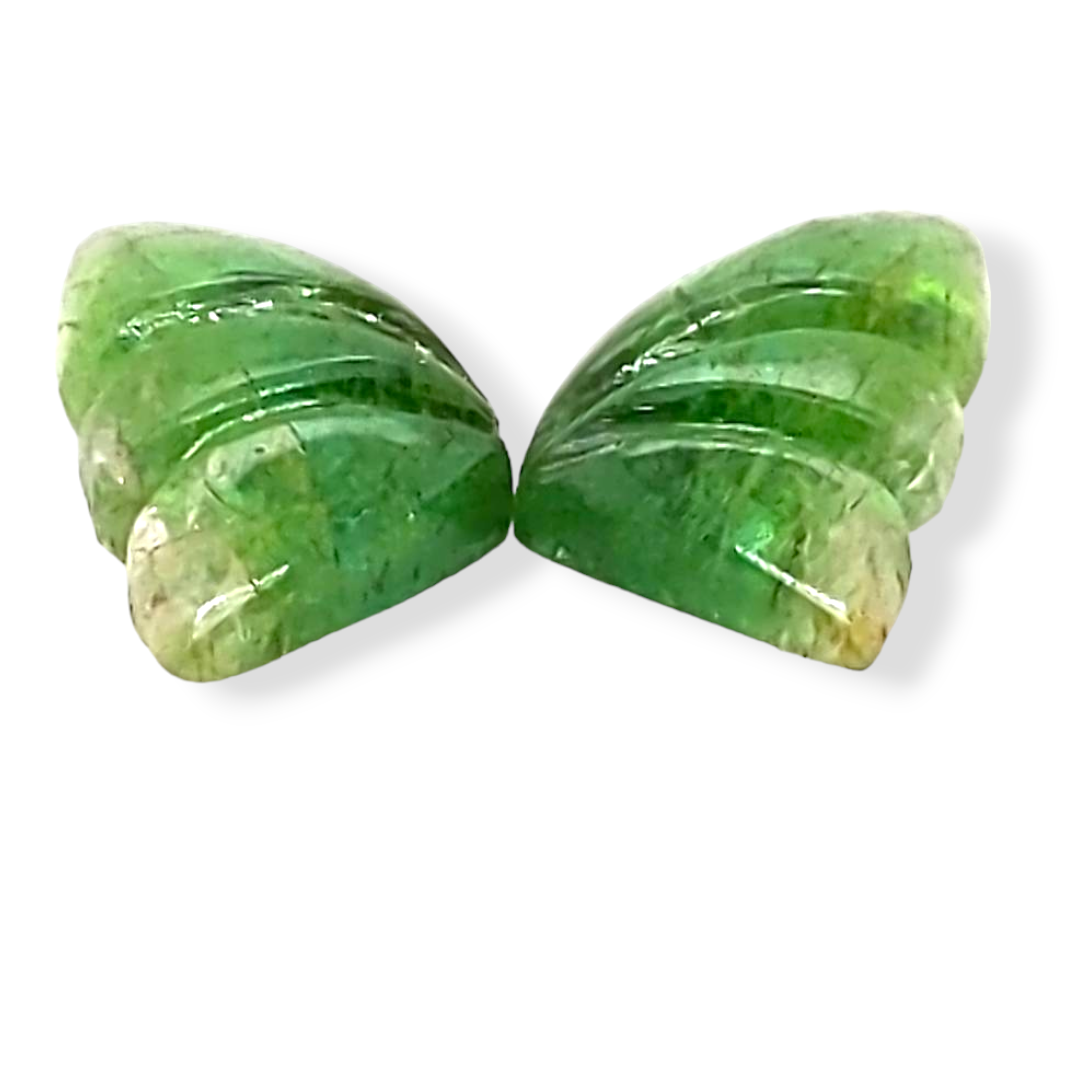 Natural Watermelon Tourmaline Butterfly Carved Pair | Size:13x7mm - The LabradoriteKing