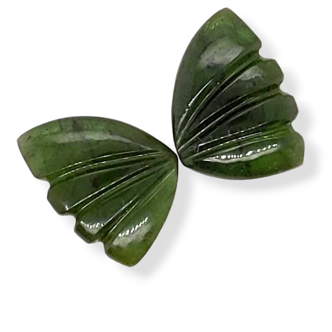 Natural Watermelon Tourmaline Butterfly Carved Pair | Size:14x10mm - The LabradoriteKing