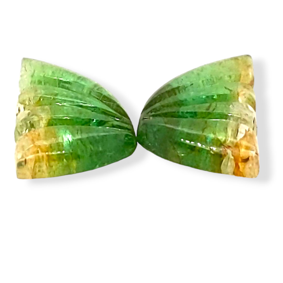 Natural Watermelon Tourmaline Butterfly Carved Pair | Size:15x9mm - The LabradoriteKing